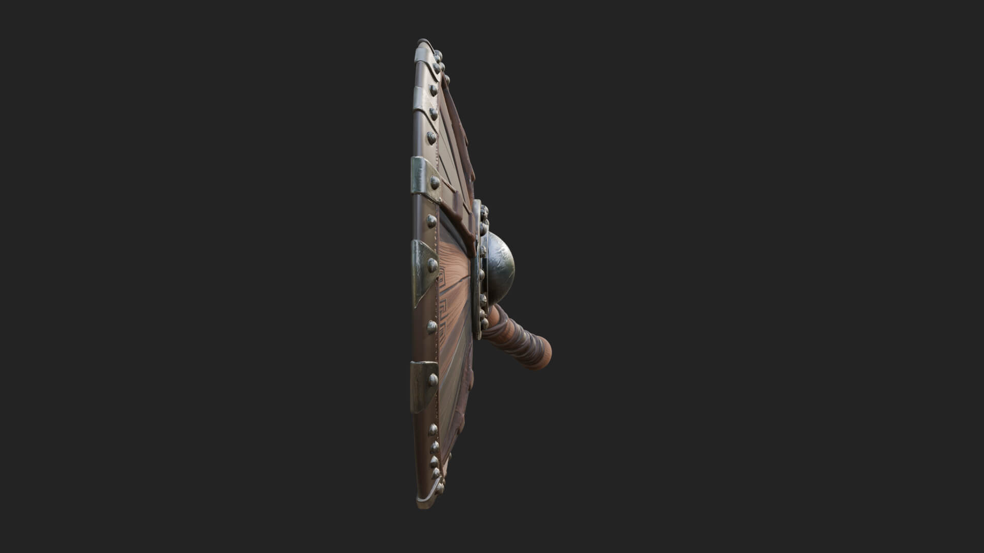 Riveted Round War Shield Model Design 6 3D Print Model 3D Model