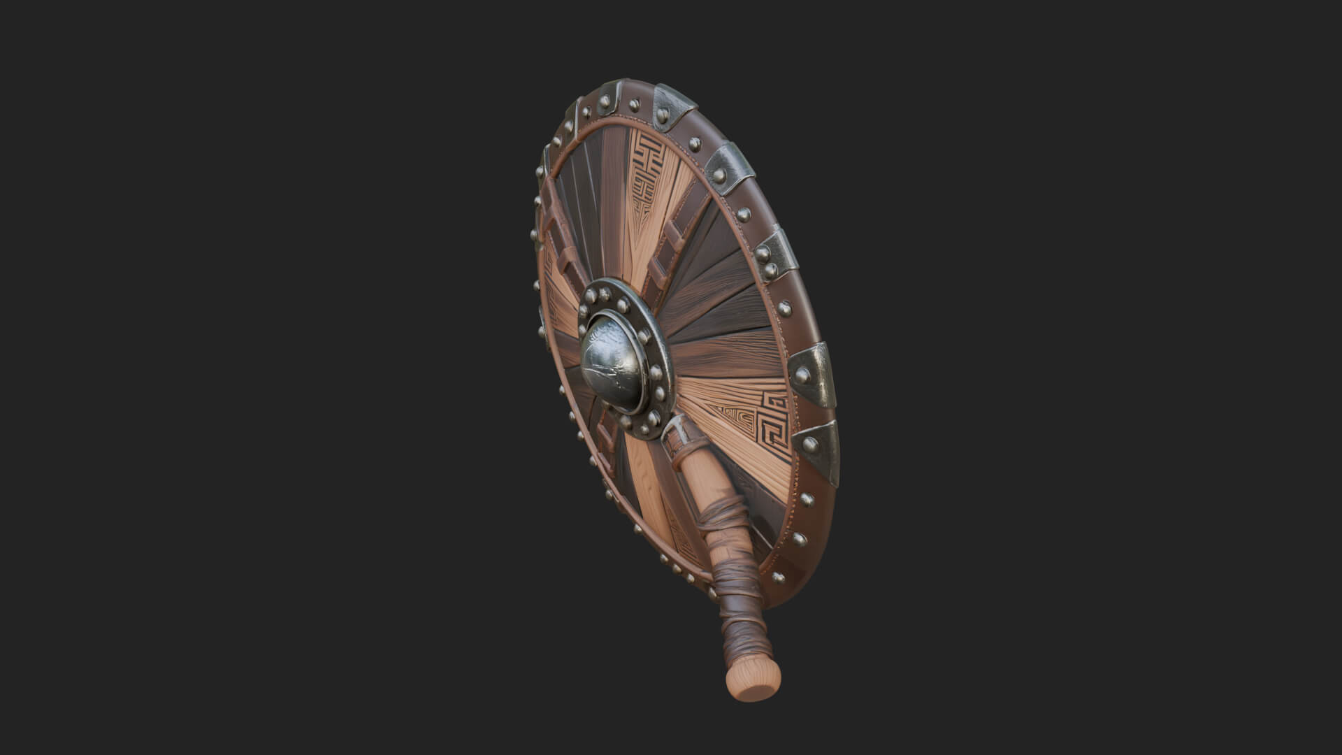 Riveted Round War Shield Model Design 6 3D Print Model 3D Model