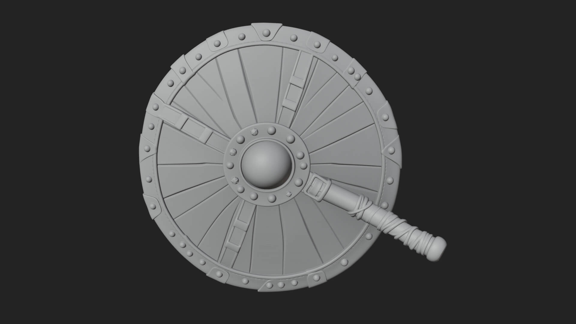 Riveted Round War Shield Model Design 6 3D Print Model 3D Model