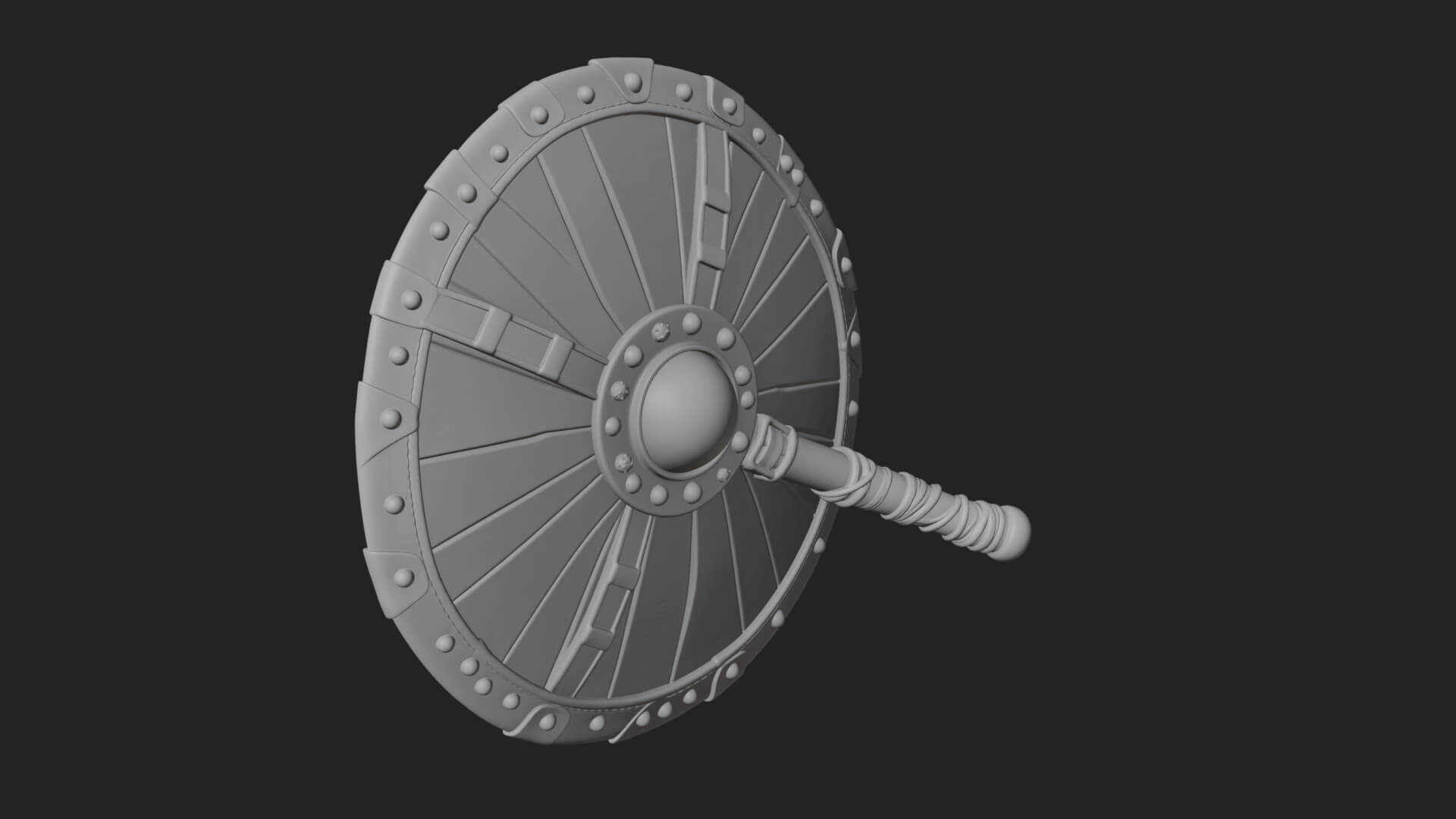 Riveted Round War Shield Model Design 6 3D Print Model 3D Model