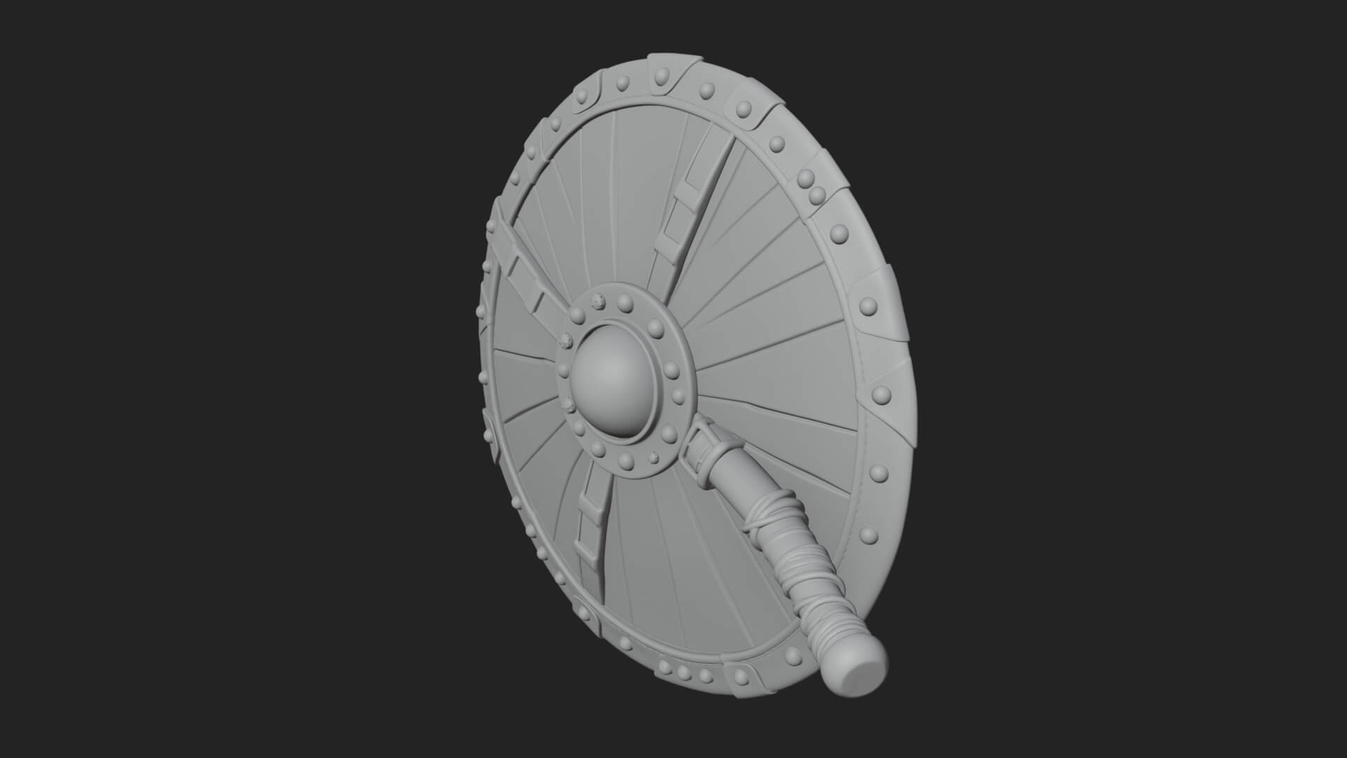 Riveted Round War Shield Model Design 6 3D Print Model 3D Model
