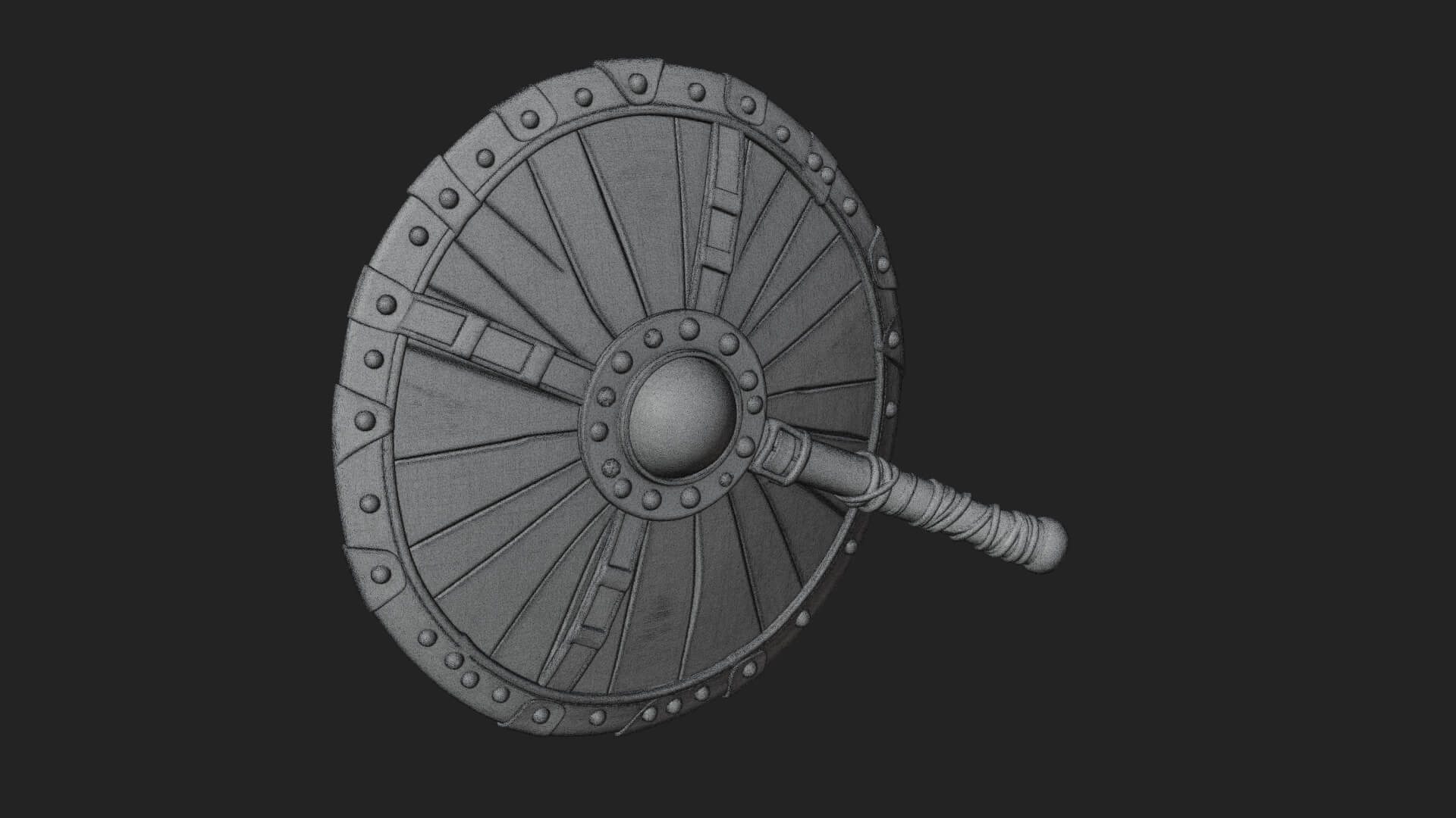 Riveted Round War Shield Model Design 6 3D Print Model 3D Model