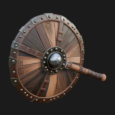 Riveted Round War Shield Model Design 6 3D Print Model