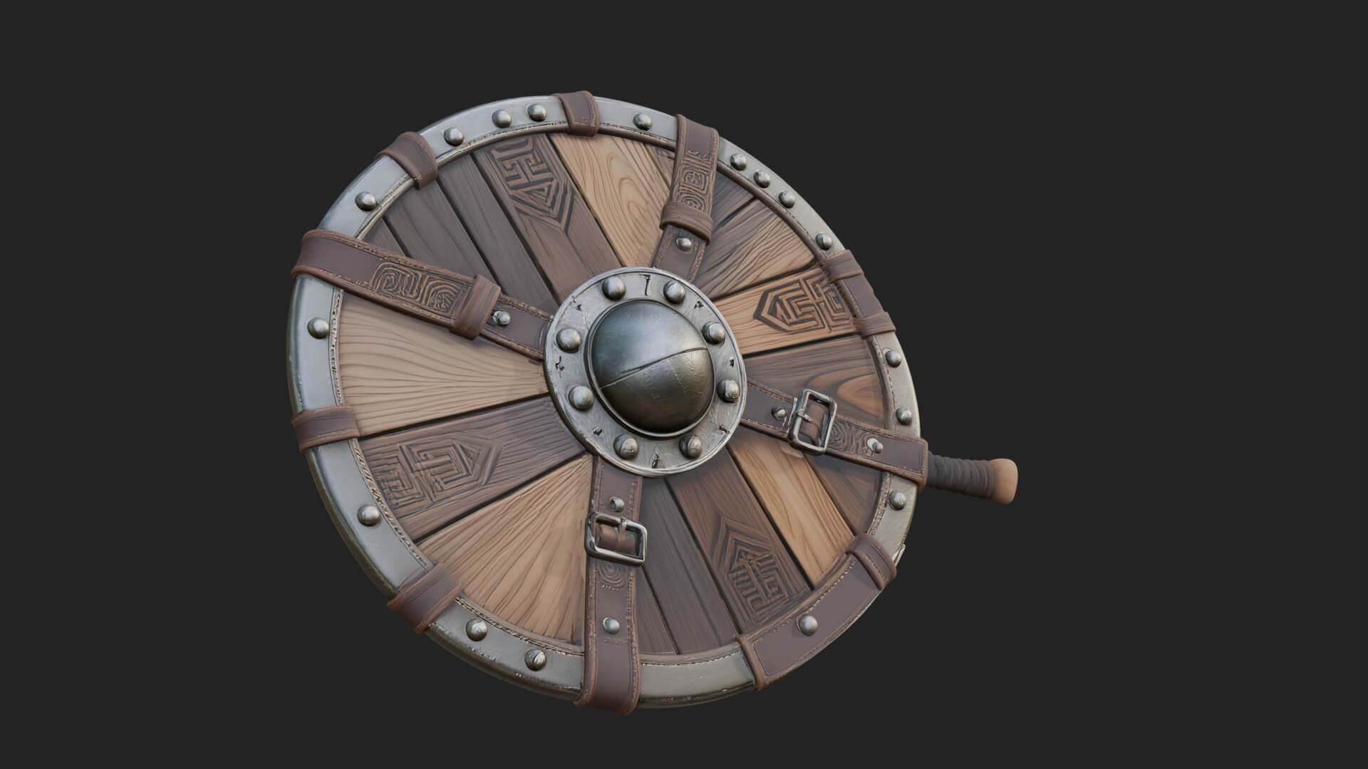 Riveted Round War Shield Model Design 7 3D Print Model 3D Model