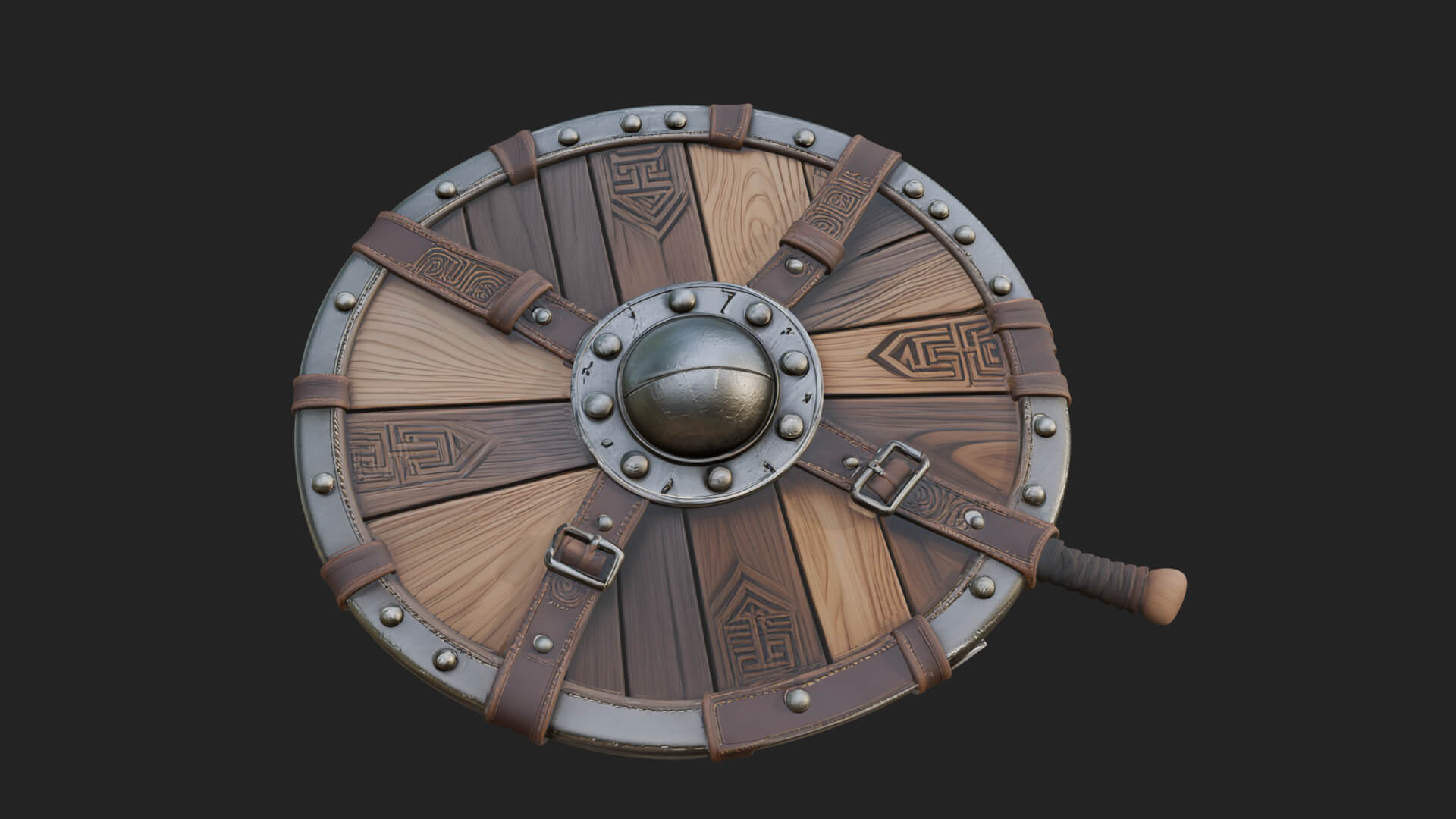 Riveted Round War Shield Model Design 7 3D Print Model 3D Model