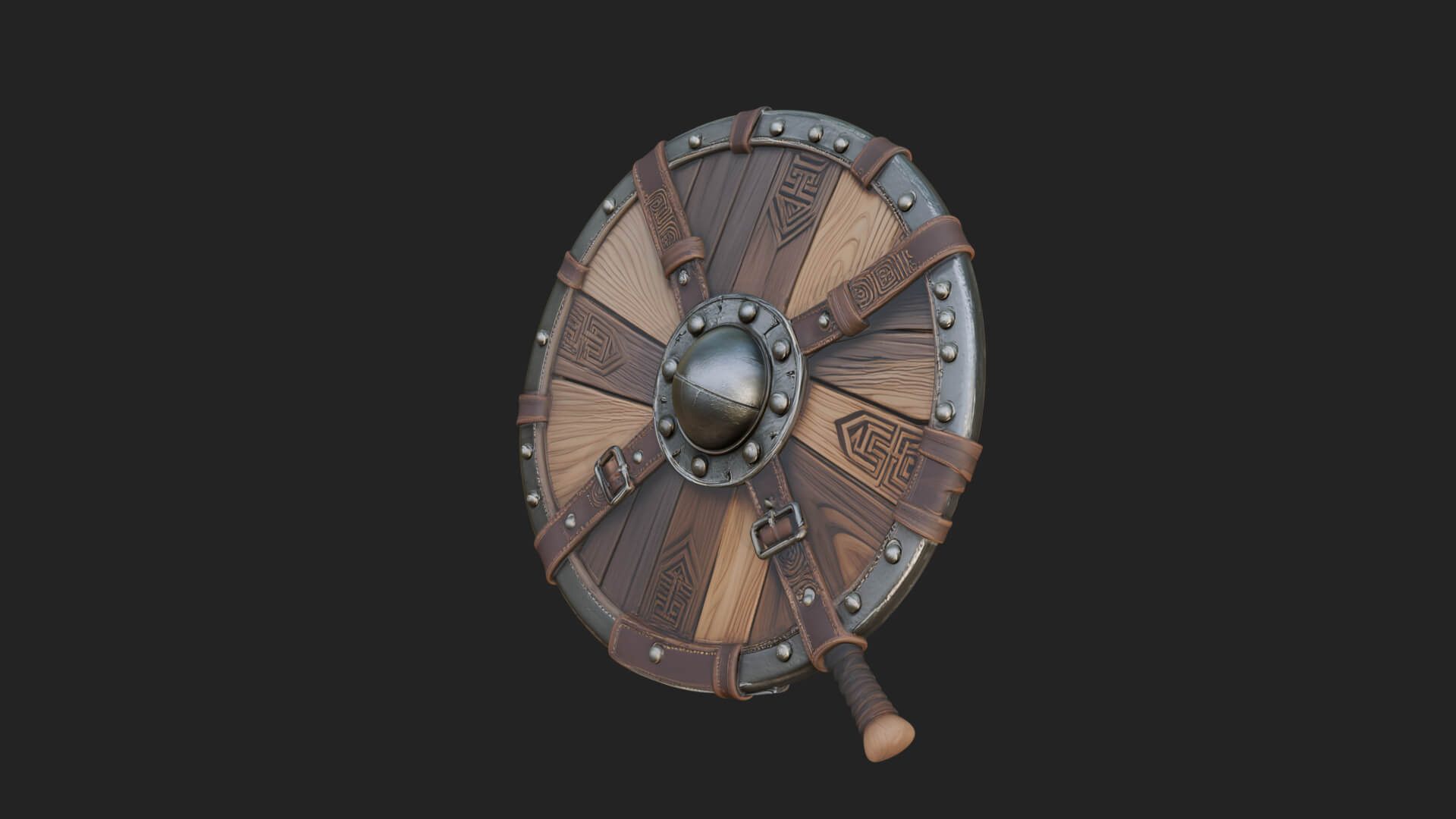 Riveted Round War Shield Model Design 7 3D Print Model 3D Model