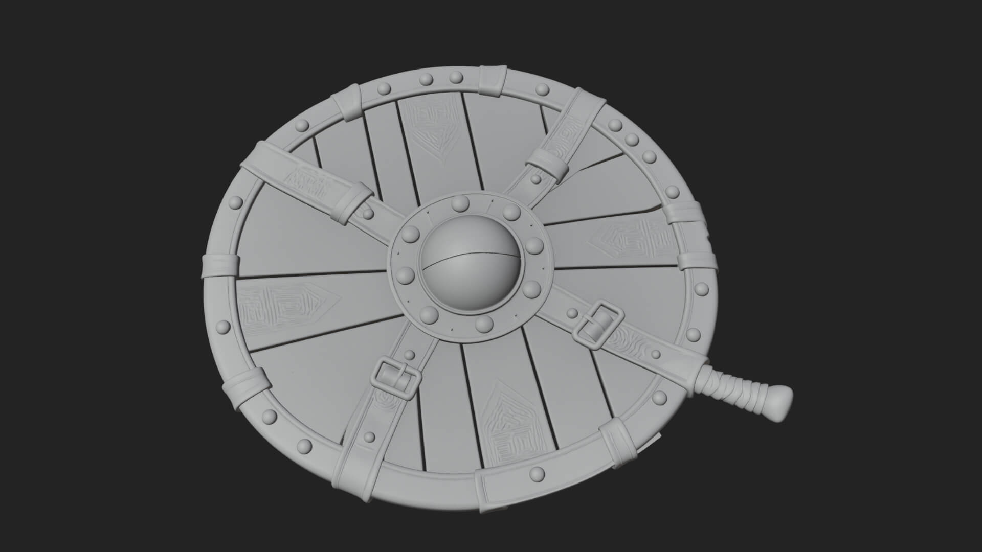 Riveted Round War Shield Model Design 7 3D Print Model 3D Model
