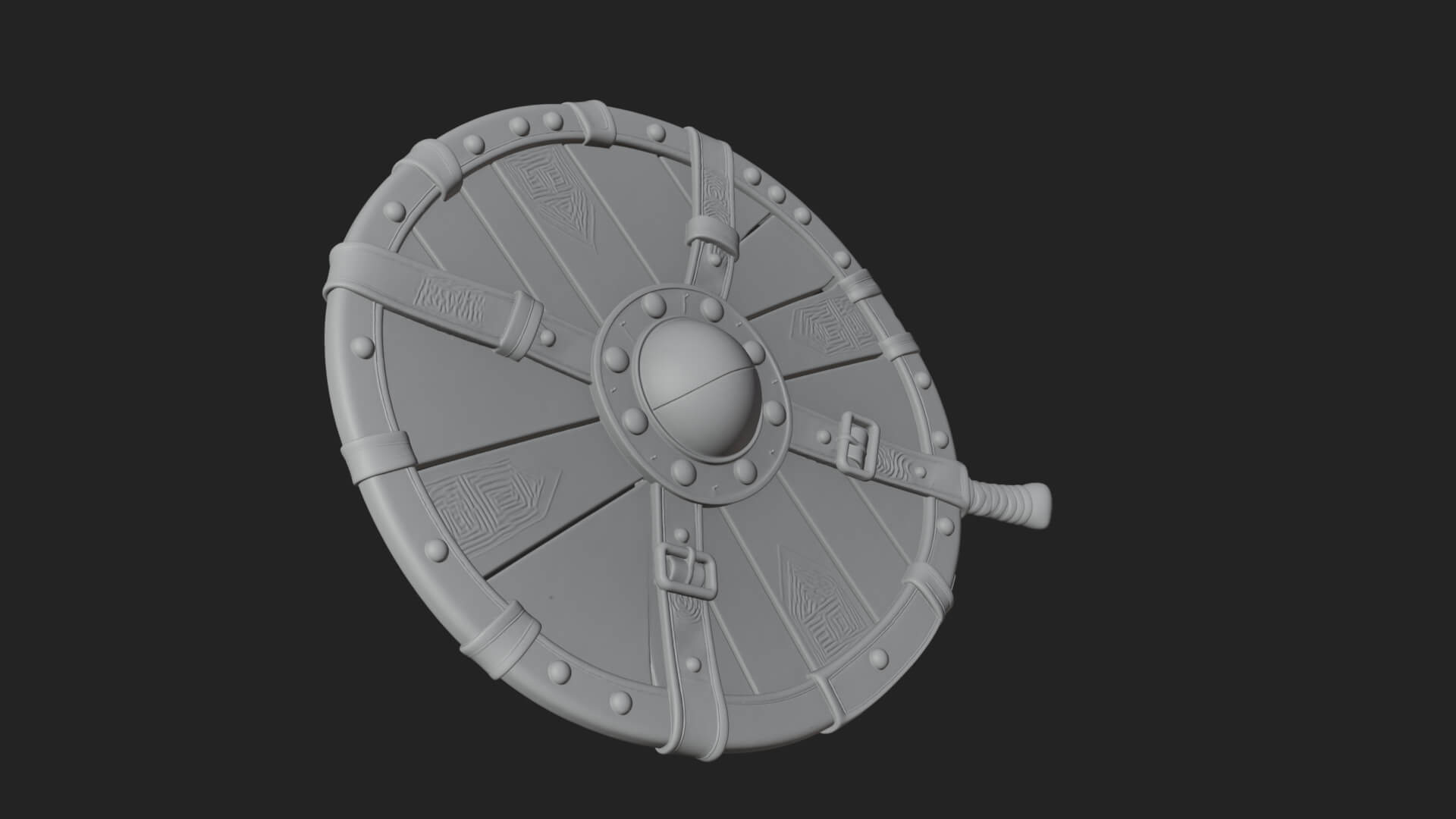 Riveted Round War Shield Model Design 7 3D Print Model 3D Model