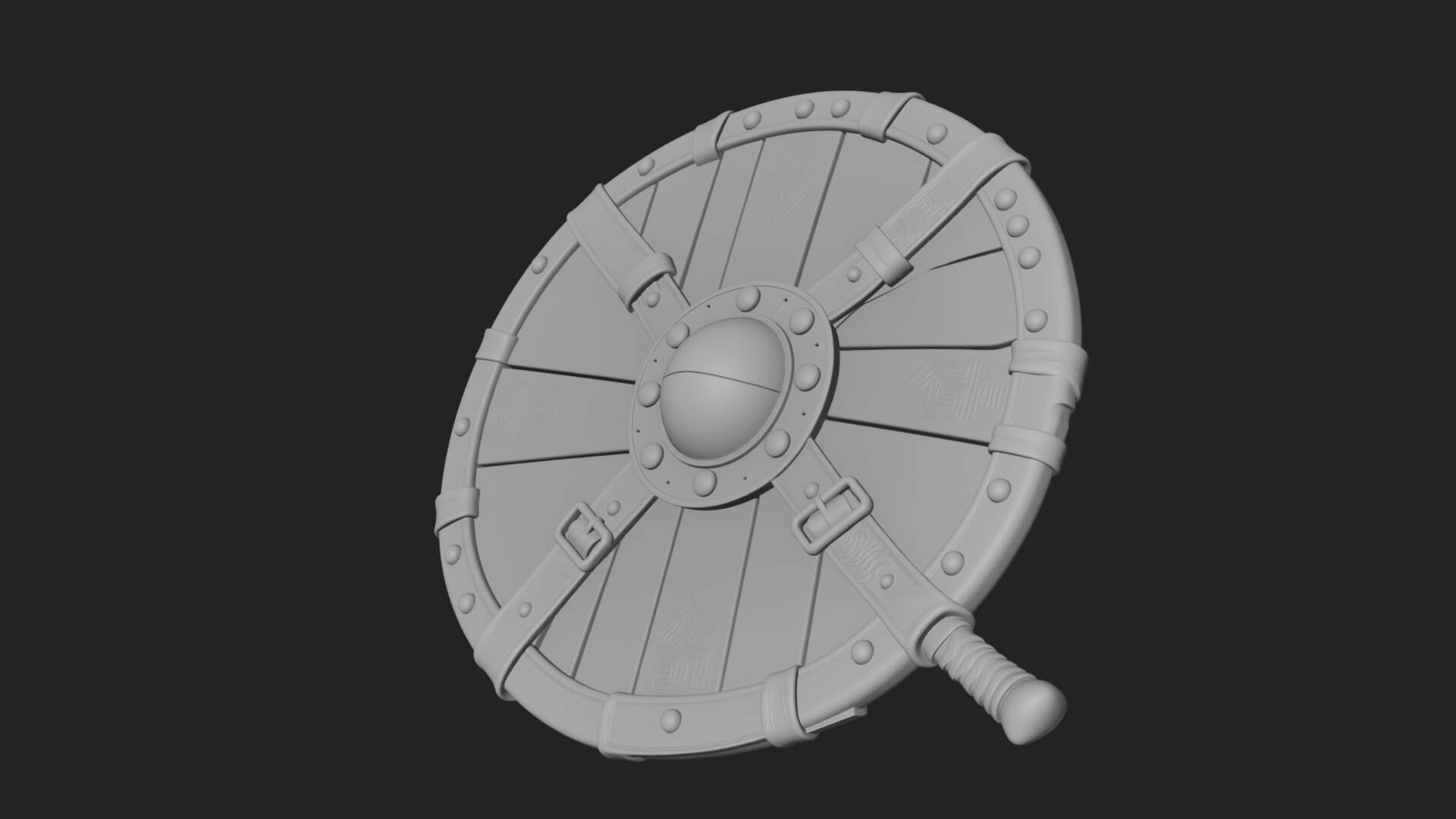 Riveted Round War Shield Model Design 7 3D Print Model 3D Model