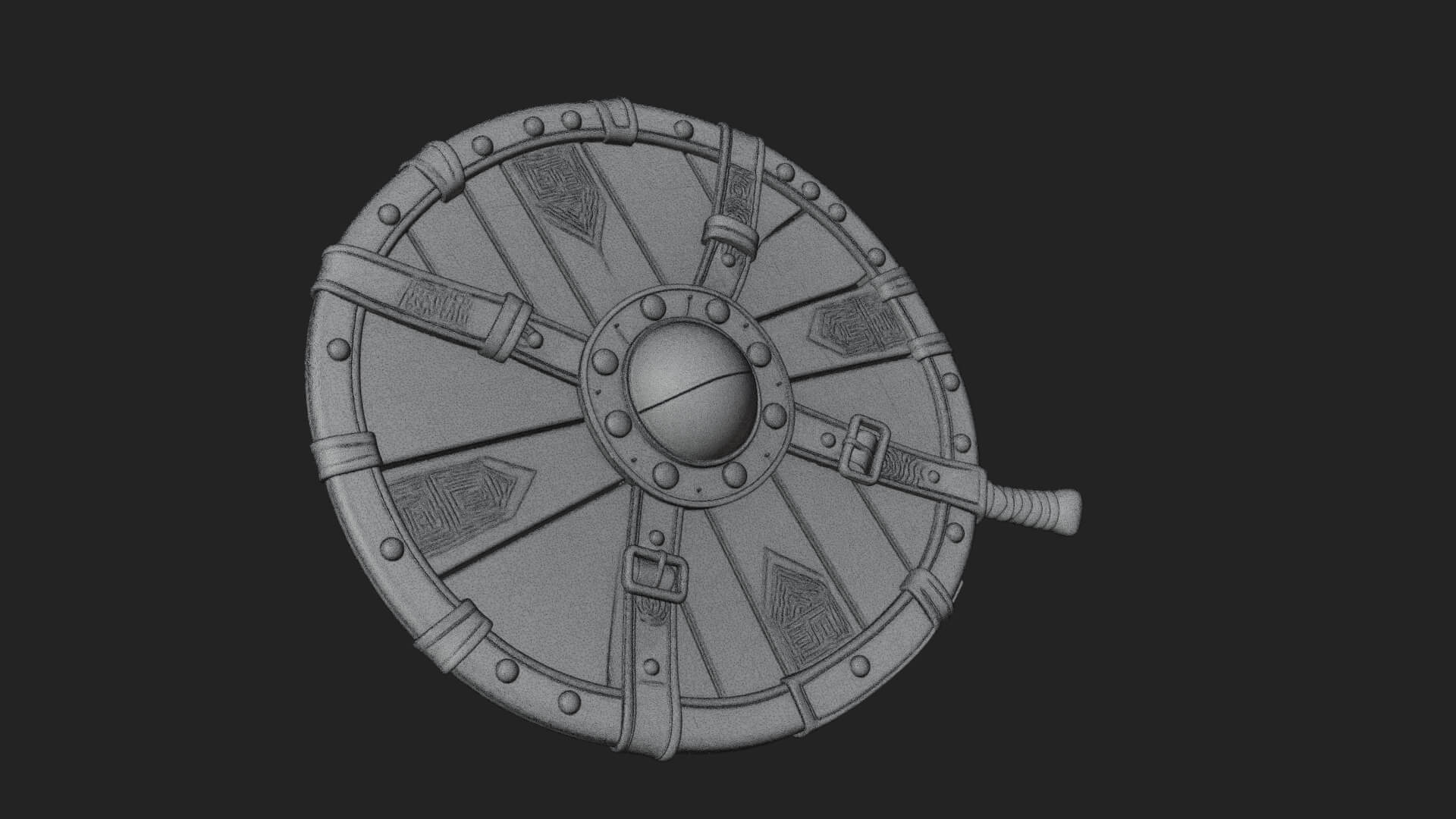 Riveted Round War Shield Model Design 7 3D Print Model 3D Model