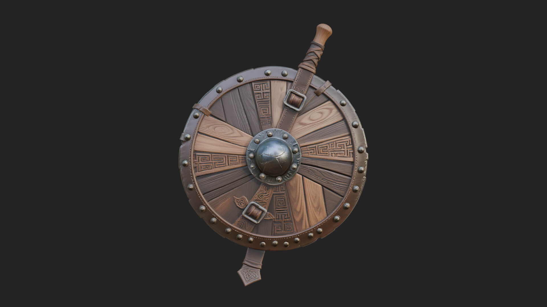Riveted Round War Shield Model Design 8 3D Print Model 3D Model