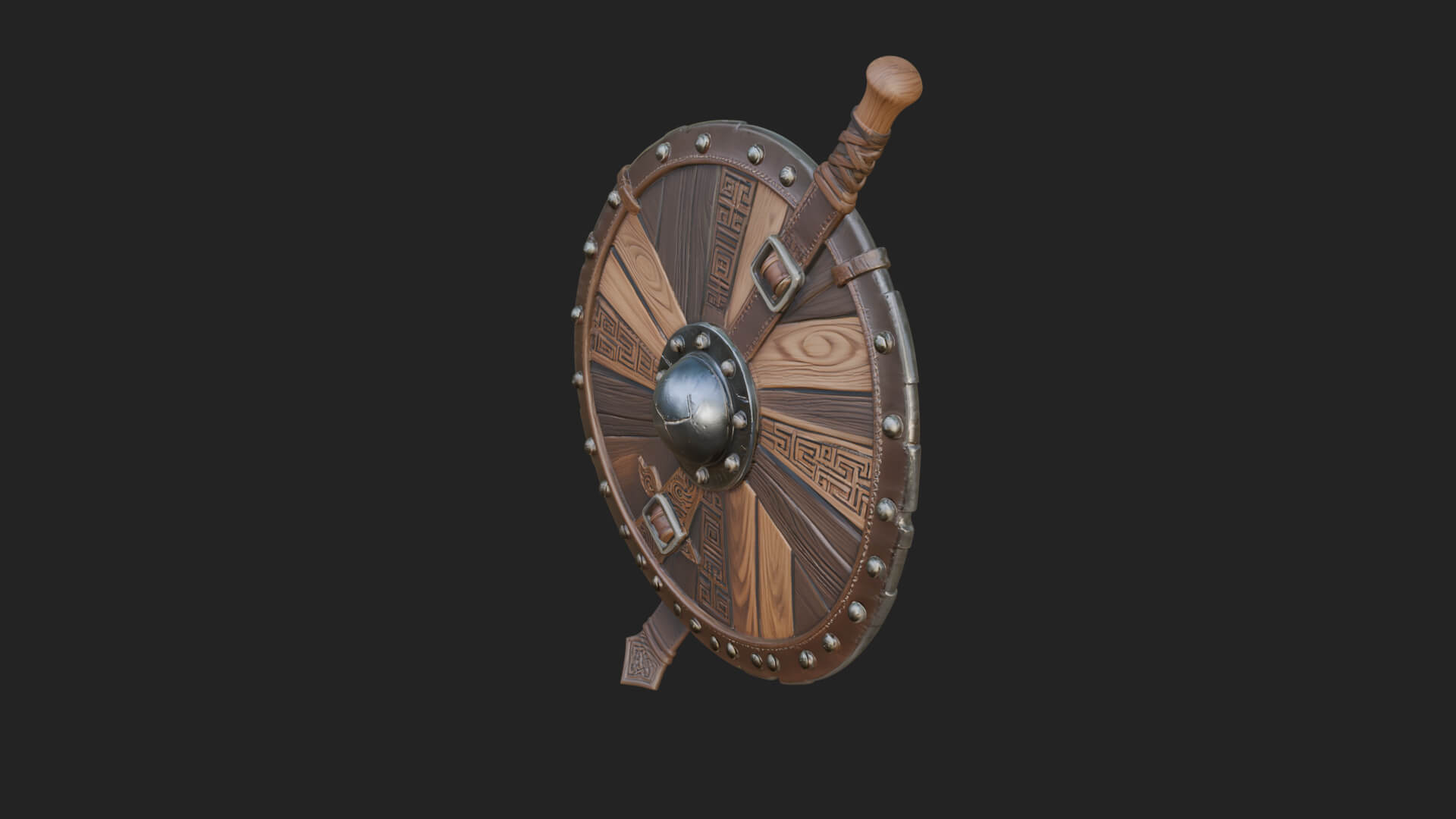 Riveted Round War Shield Model Design 8 3D Print Model 3D Model