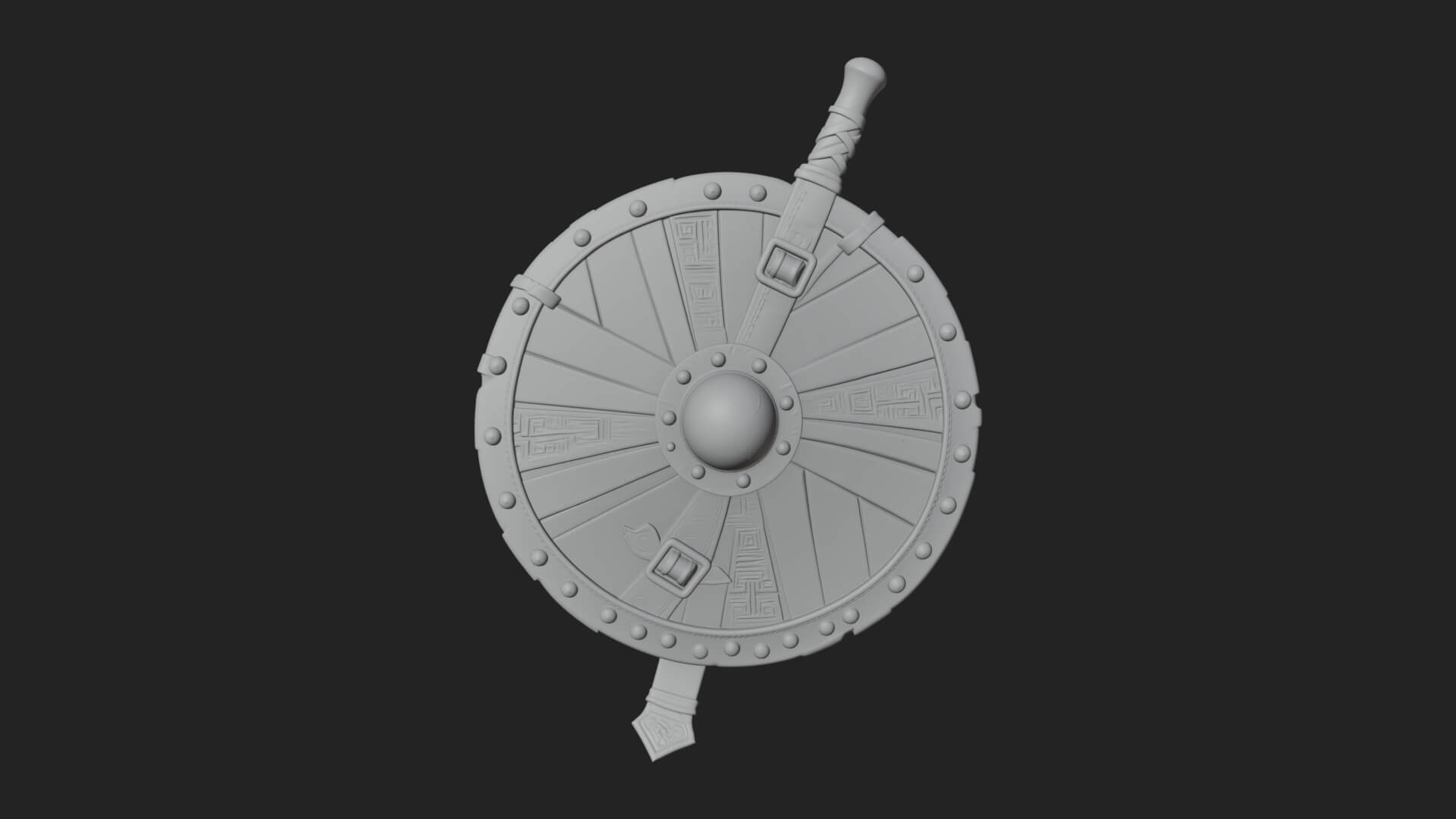 Riveted Round War Shield Model Design 8 3D Print Model 3D Model