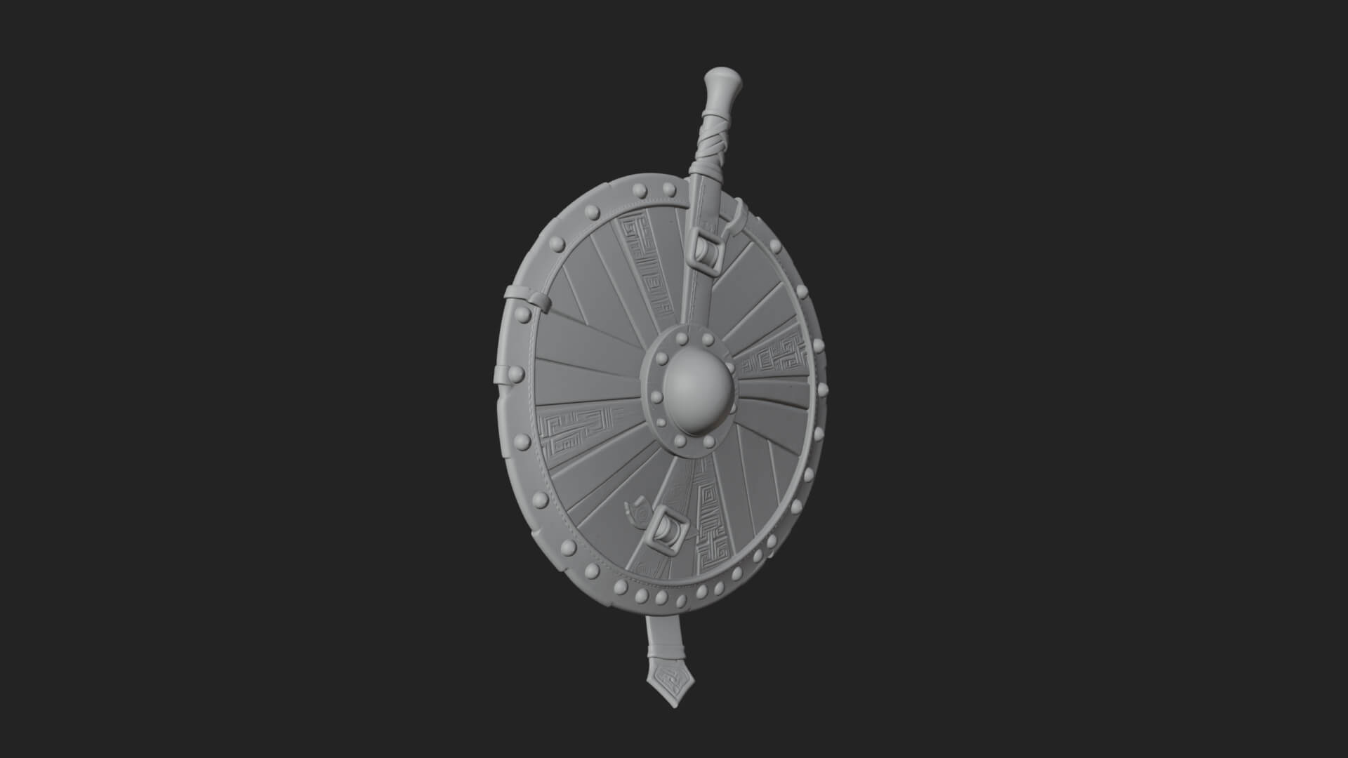 Riveted Round War Shield Model Design 8 3D Print Model 3D Model