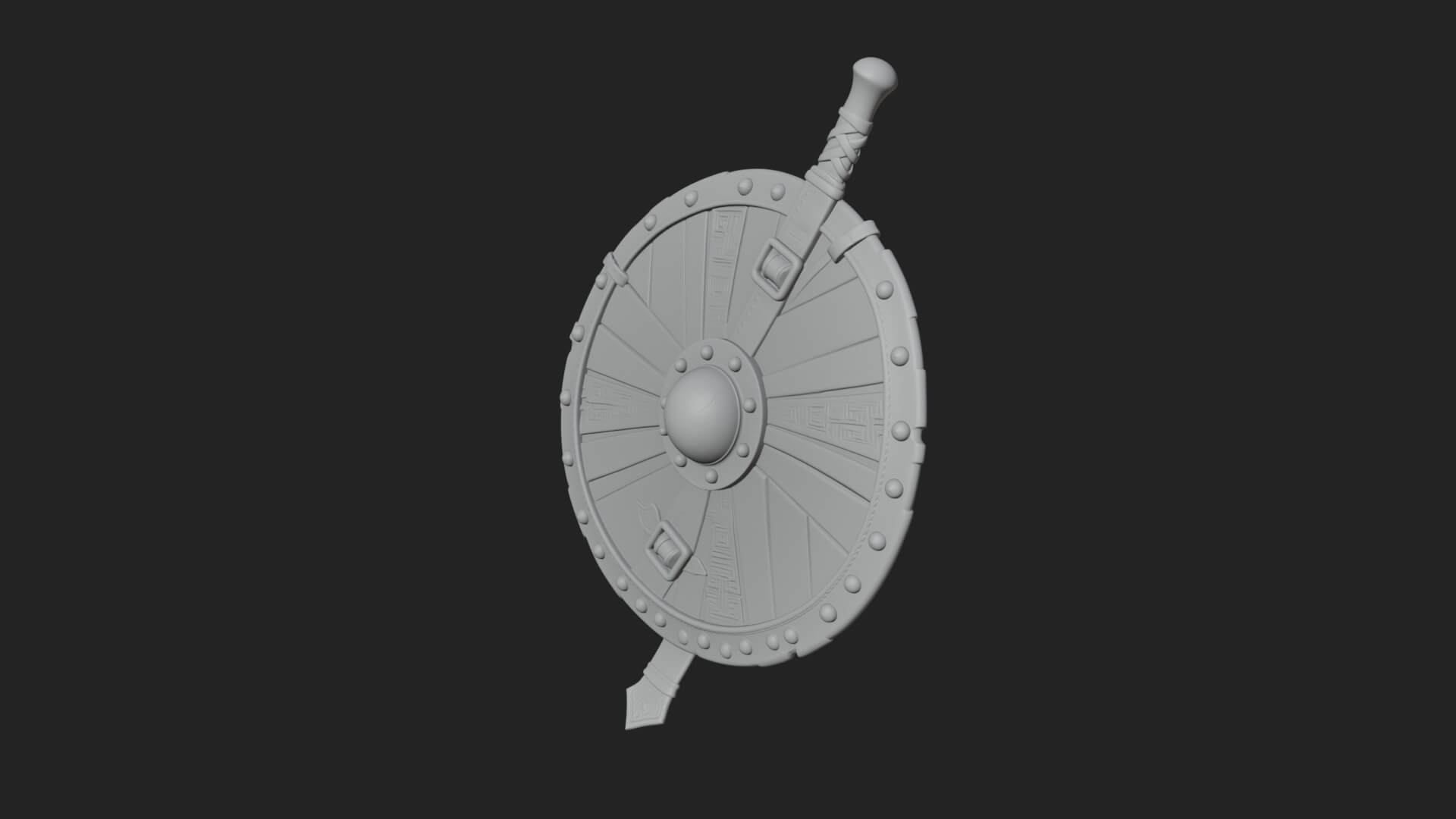 Riveted Round War Shield Model Design 8 3D Print Model 3D Model
