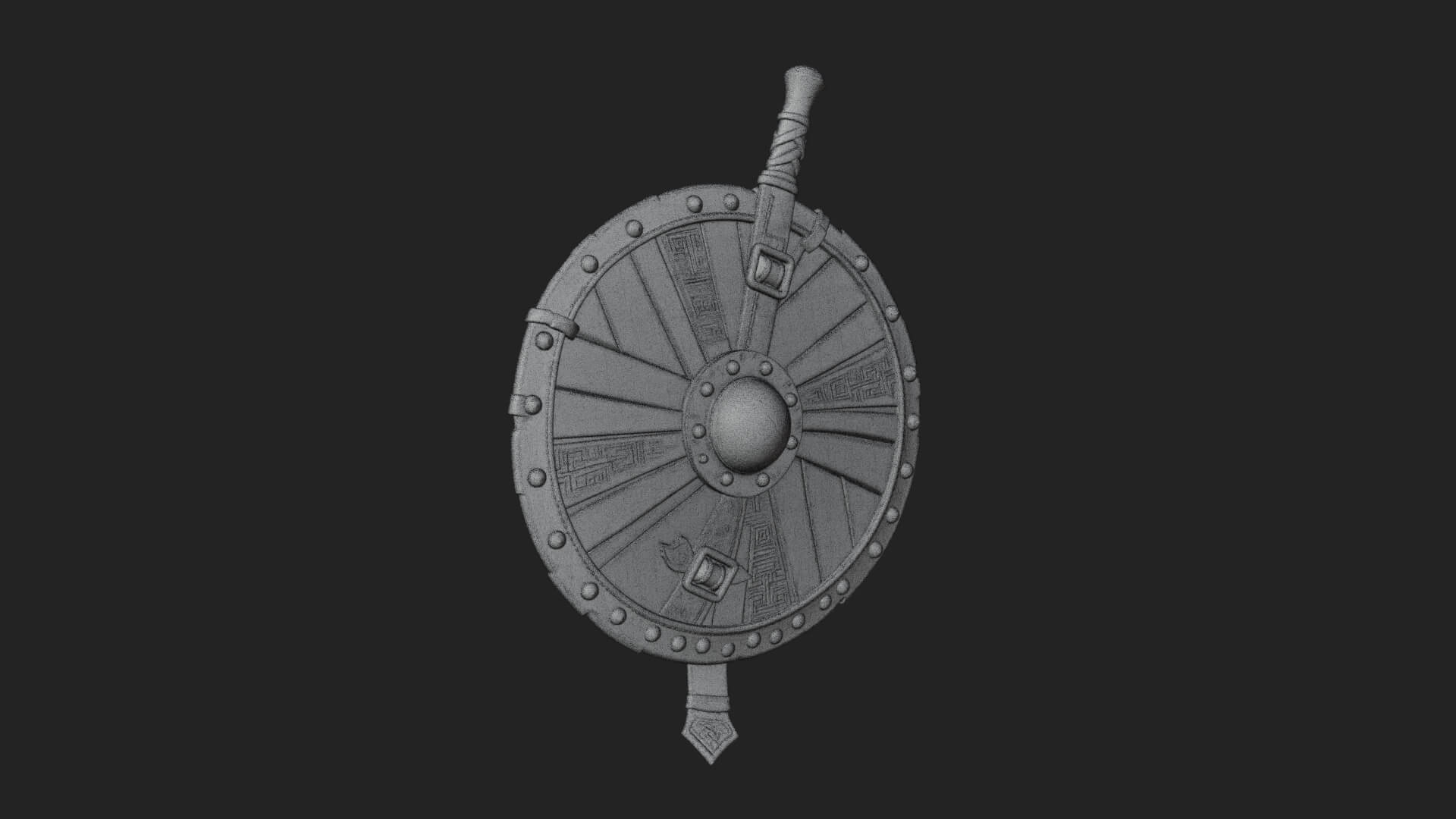 Riveted Round War Shield Model Design 8 3D Print Model 3D Model