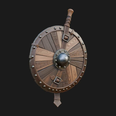 Riveted Round War Shield Model Design 8 3D Print Model