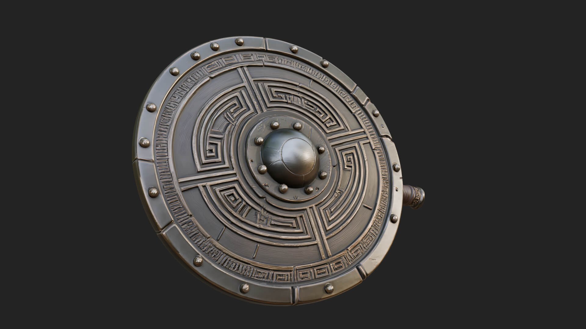 Riveted Round War Shield Model Design 9 3D Print Model 3D Model
