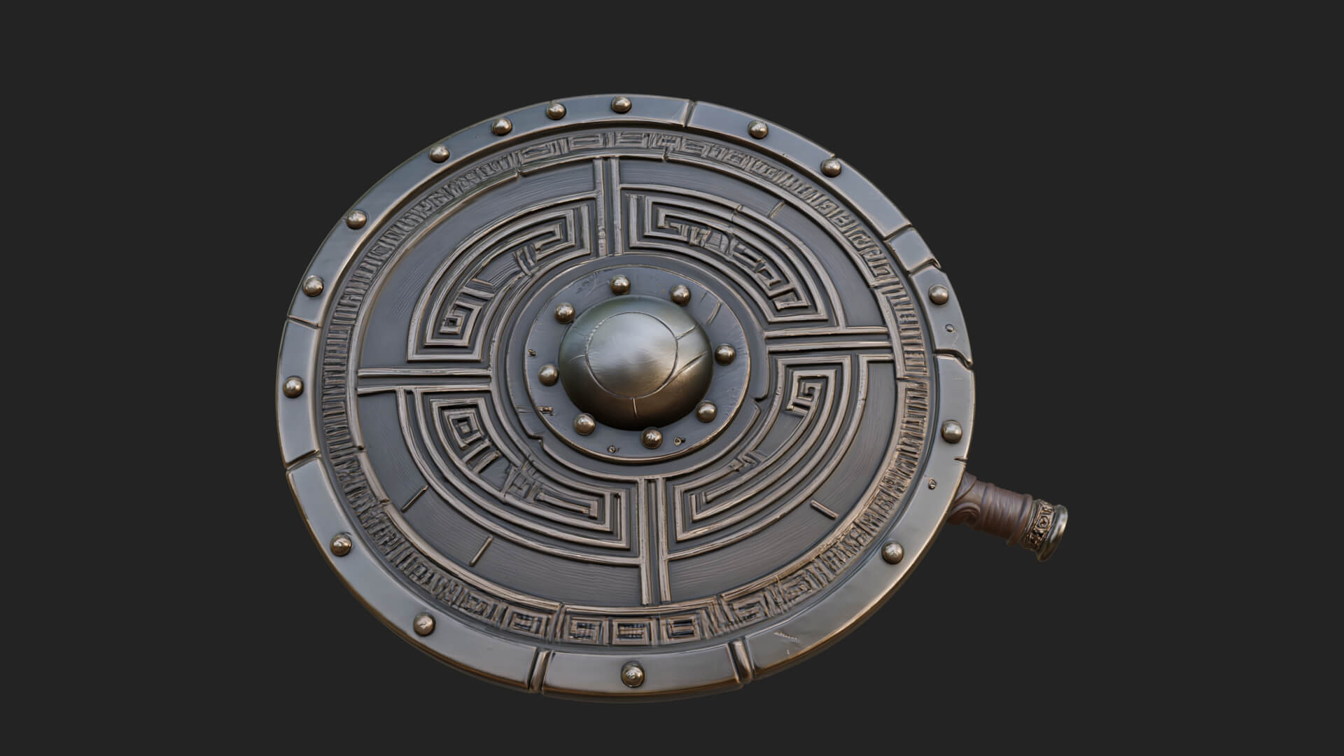 Riveted Round War Shield Model Design 9 3D Print Model 3D Model