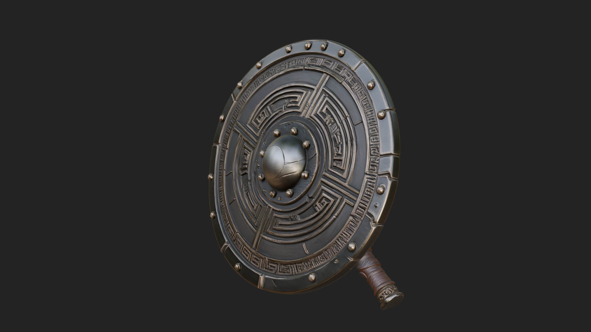Riveted Round War Shield Model Design 9 3D Print Model 3D Model