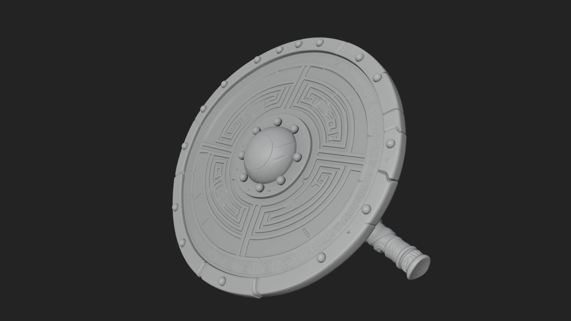 Riveted Round War Shield Model Design 9 3D Print Model 3D Model