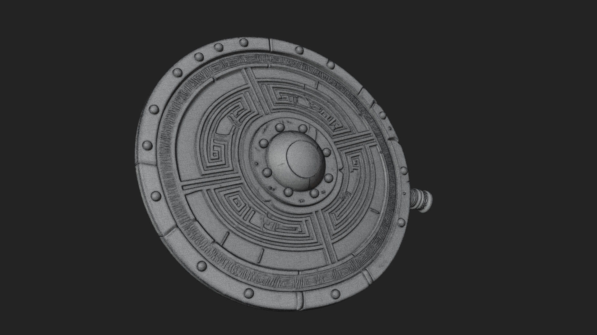 Riveted Round War Shield Model Design 9 3D Print Model 3D Model