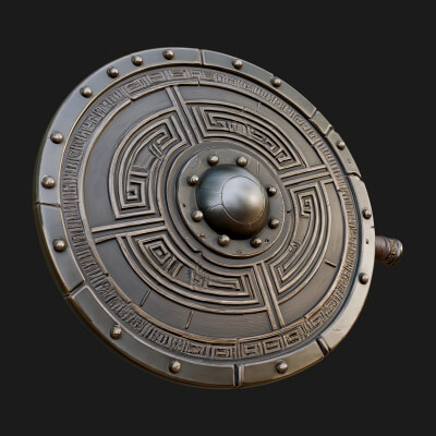 Riveted Round War Shield Model Design 9 3D Print Model