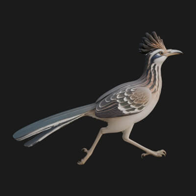Roadrunner Bird Statue Design 1 3D Print Model