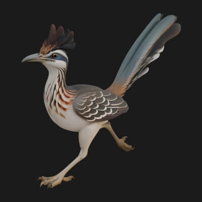 Roadrunner Bird Statue Design 2 3D Print Model