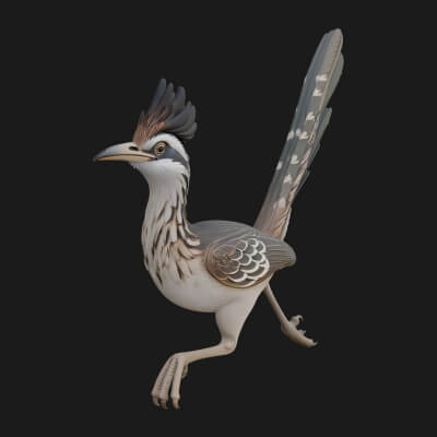 Roadrunner Bird Statue Design 4 3D Print Model