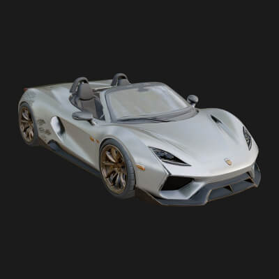 Roadster Supercar Model Design 2 3D Print Model
