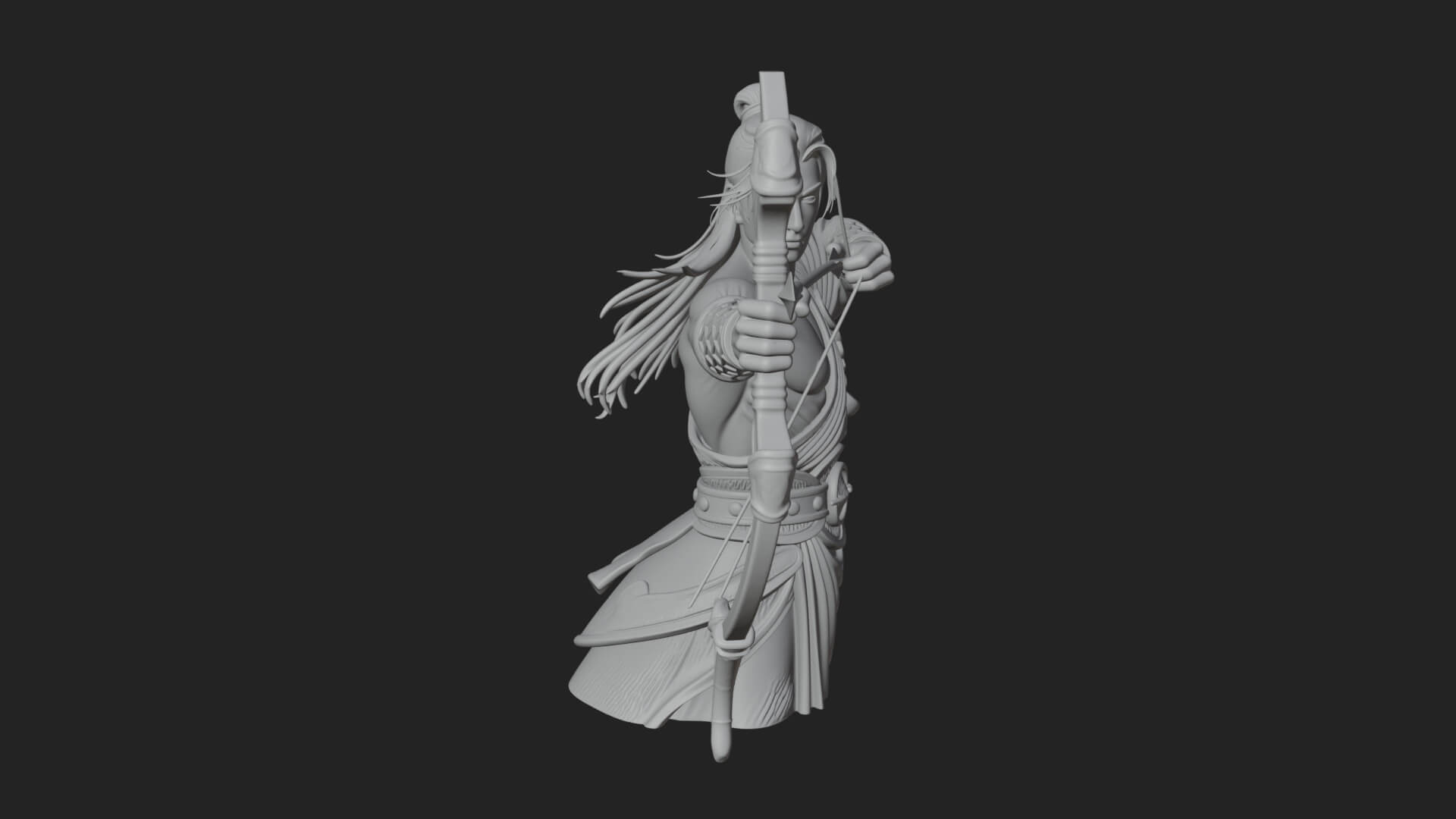 Robed Archer with Bow Statue Design 10 3D Print Model 3D Model