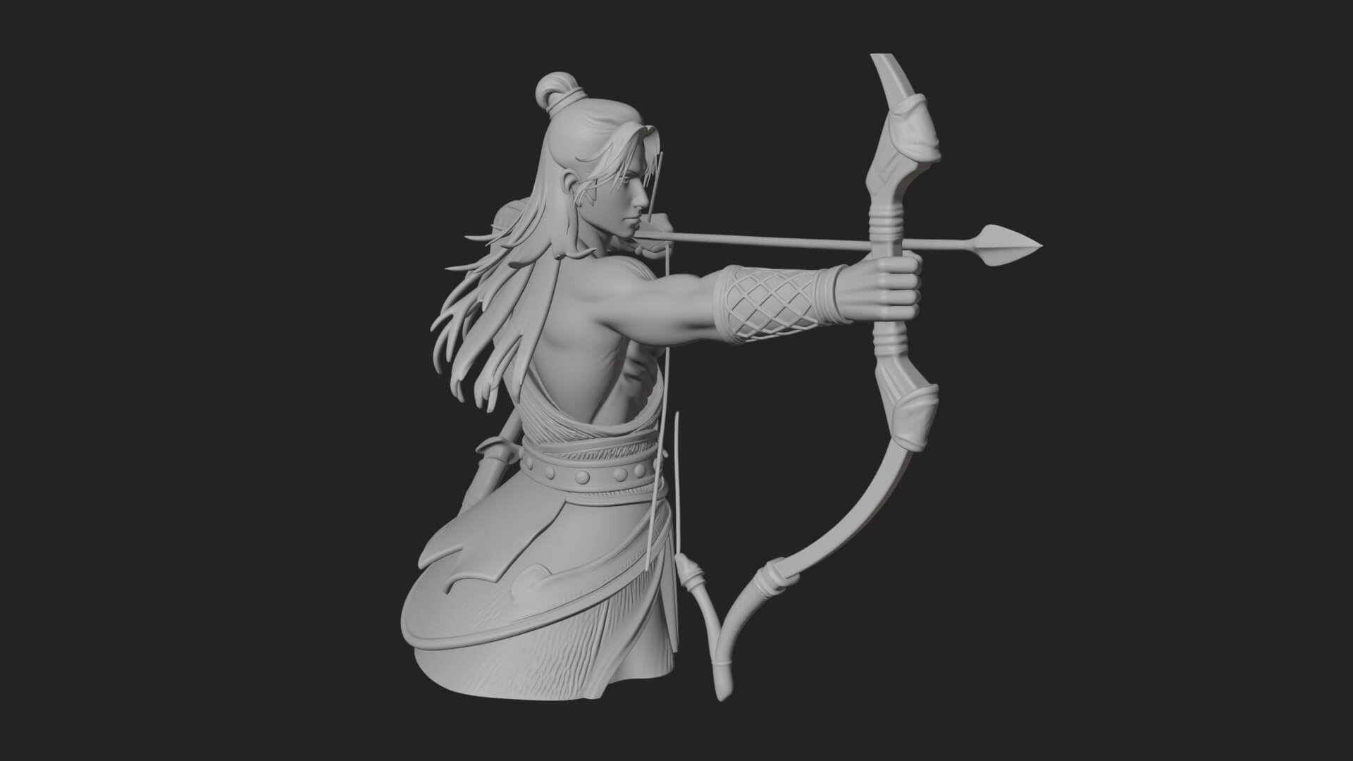 Robed Archer with Bow Statue Design 10 3D Print Model 3D Model