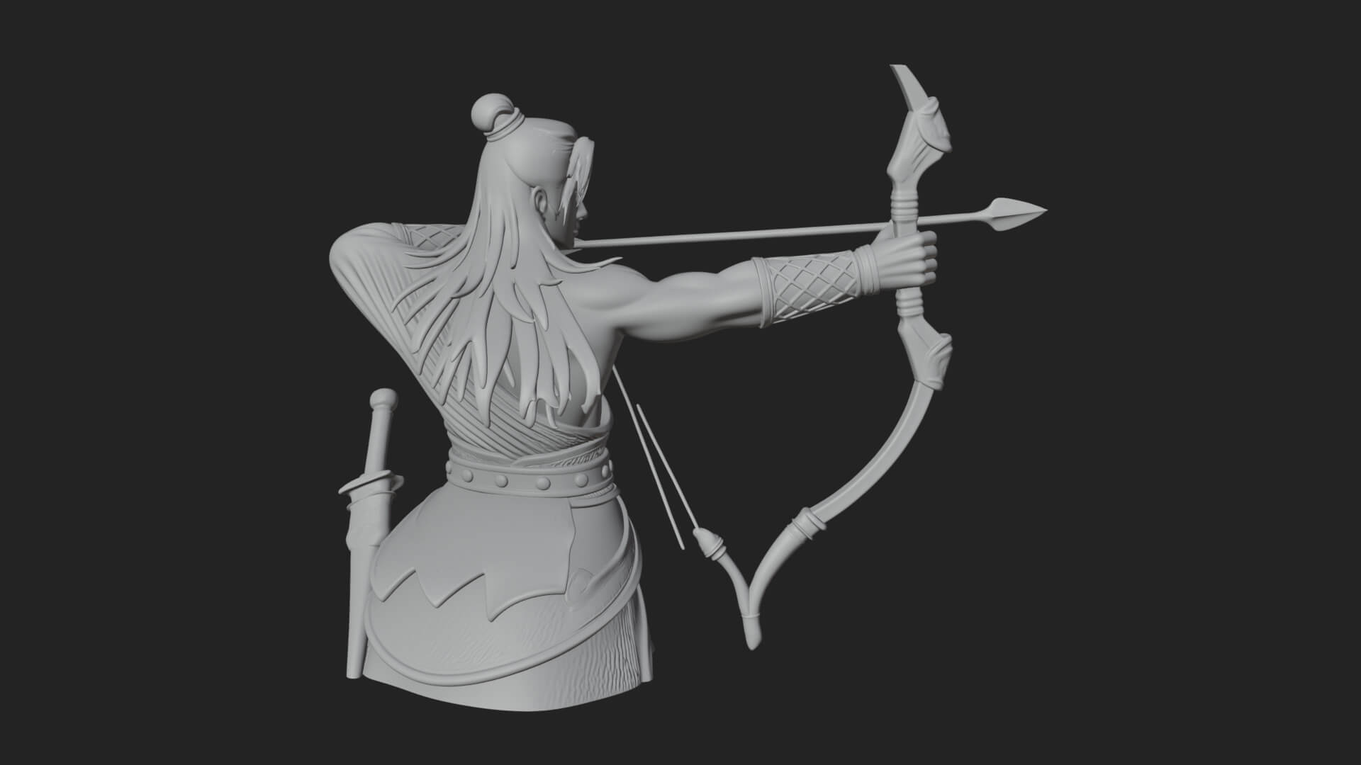 Robed Archer with Bow Statue Design 10 3D Print Model 3D Model