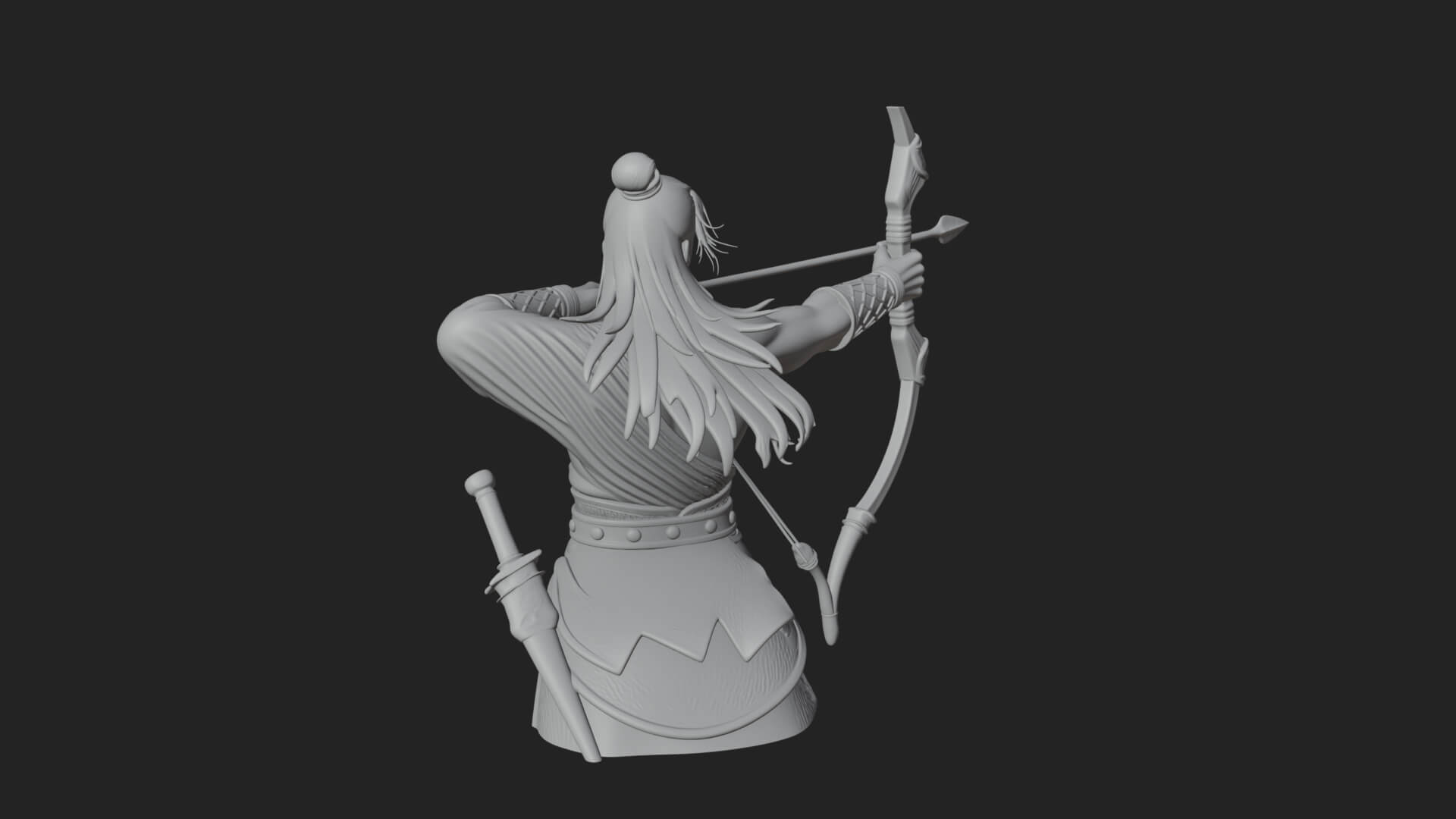 Robed Archer with Bow Statue Design 10 3D Print Model 3D Model