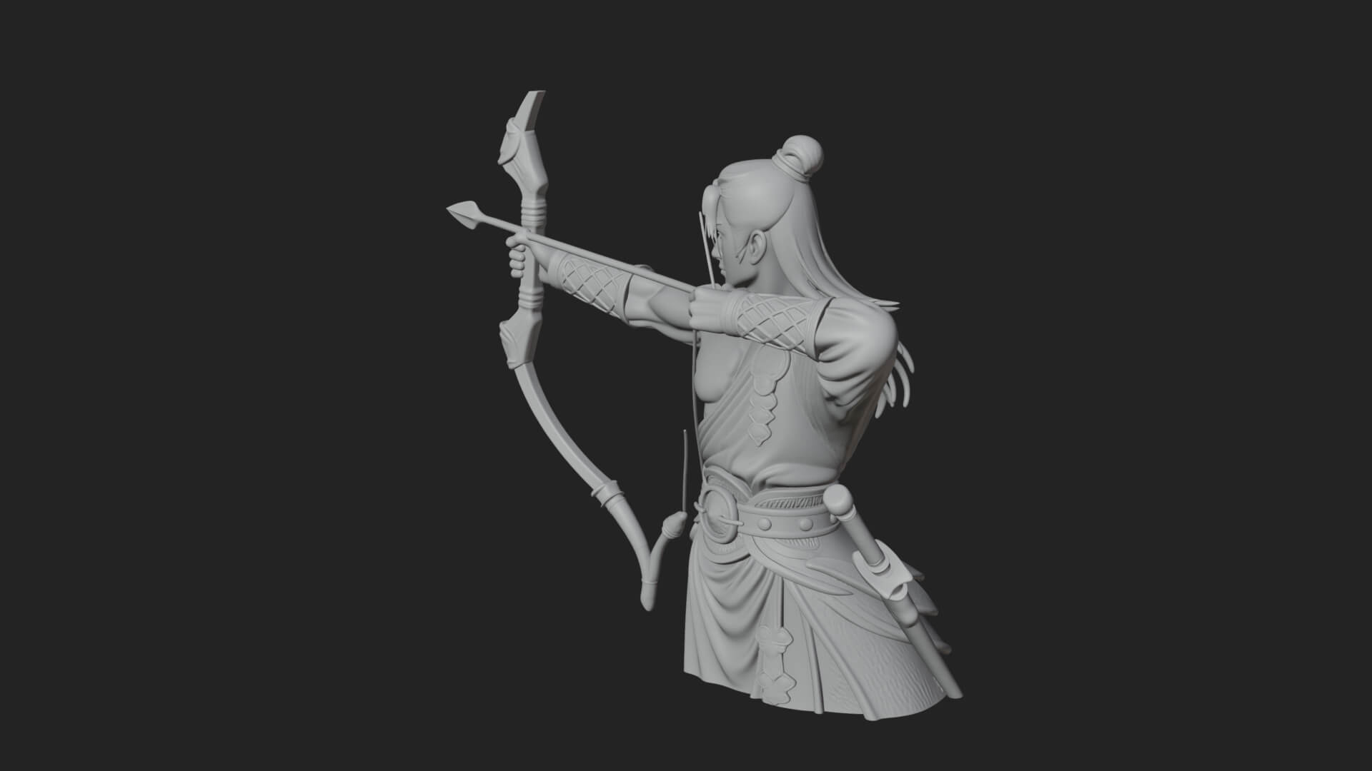 Robed Archer with Bow Statue Design 10 3D Print Model 3D Model