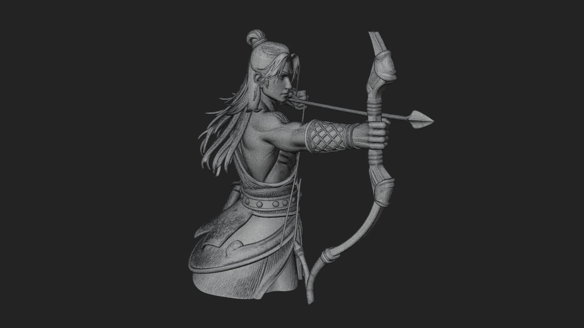 Robed Archer with Bow Statue Design 10 3D Print Model 3D Model