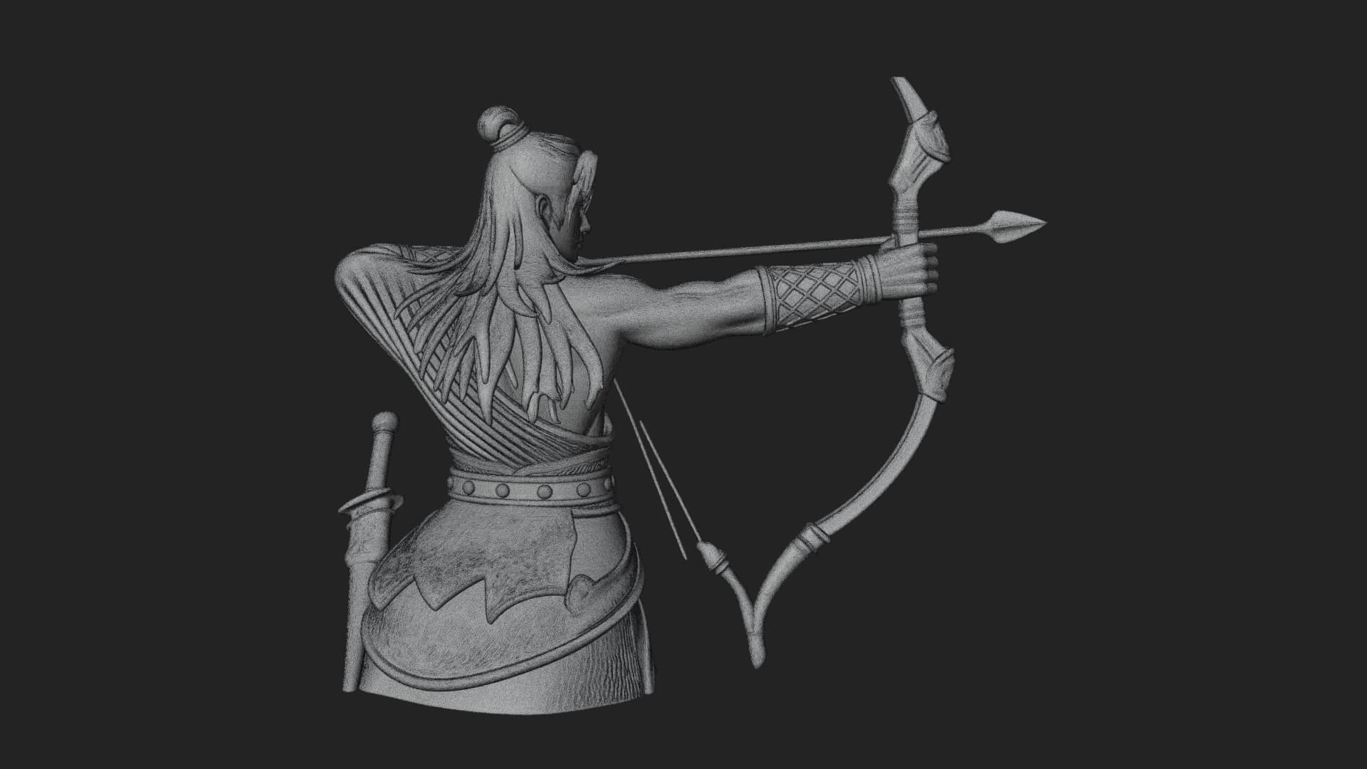 Robed Archer with Bow Statue Design 10 3D Print Model 3D Model