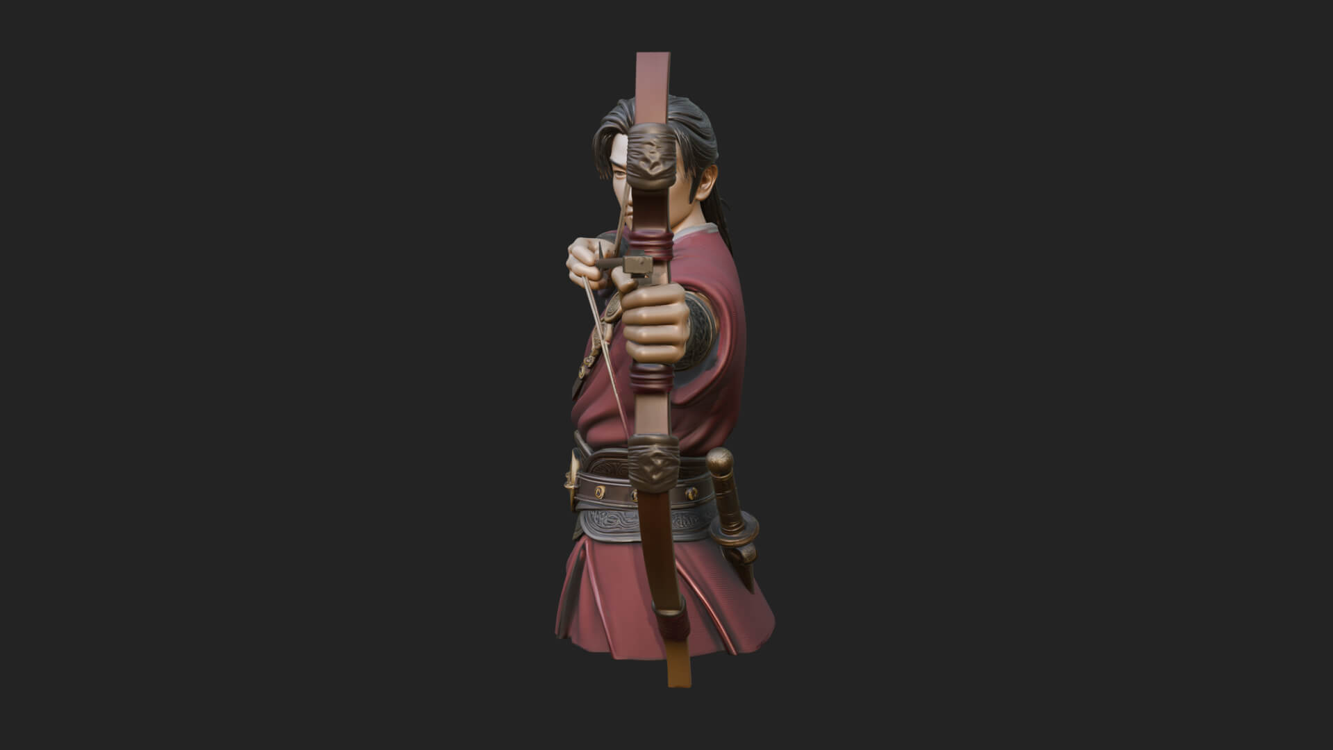Robed Archer with Bow Statue Design 11 3D Print Model 3D Model