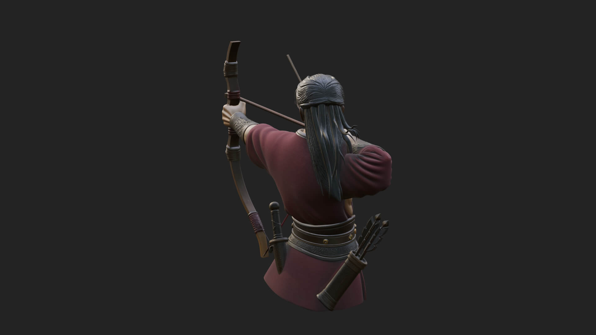 Robed Archer with Bow Statue Design 11 3D Print Model 3D Model