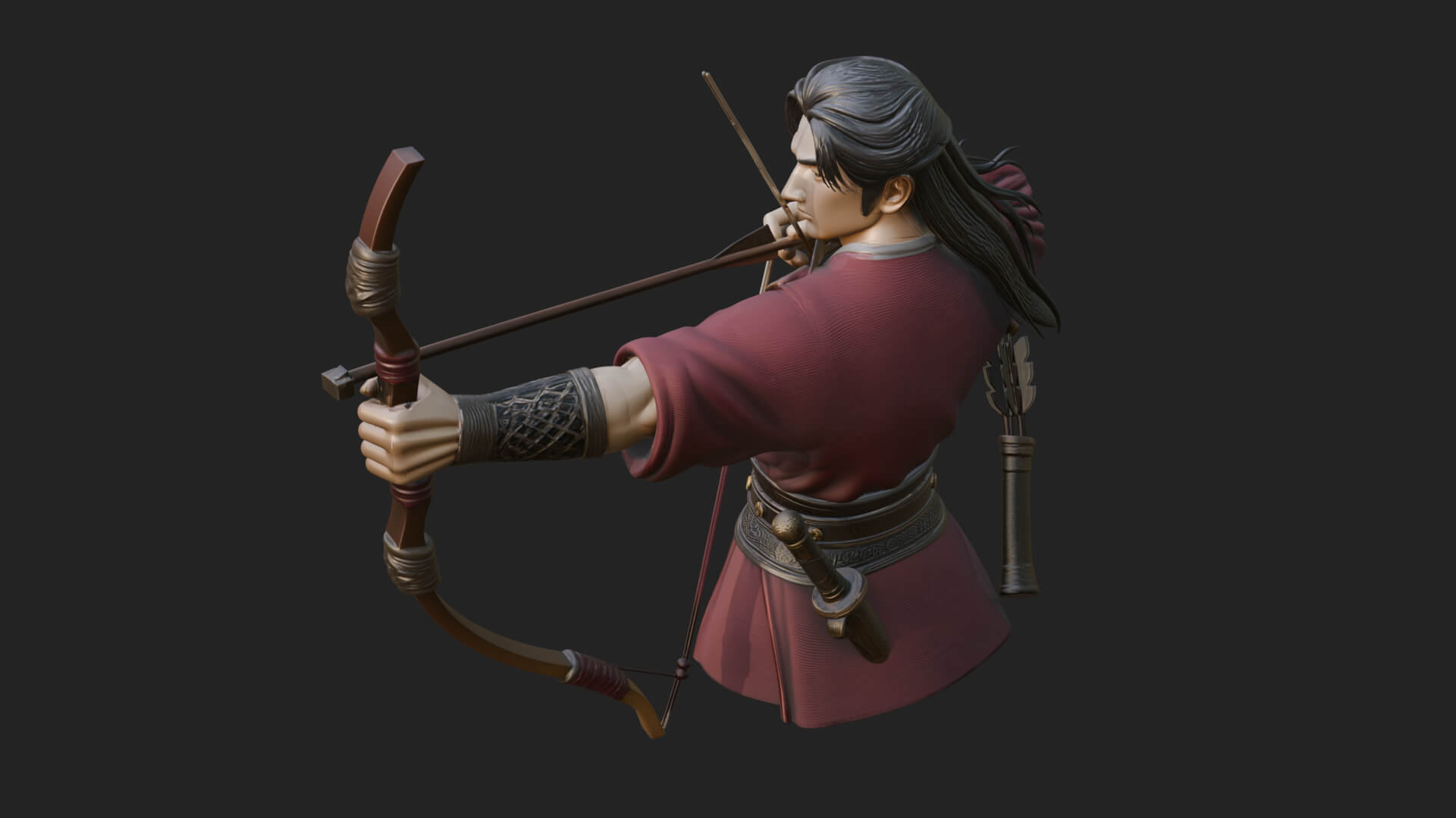 Robed Archer with Bow Statue Design 11 3D Print Model 3D Model
