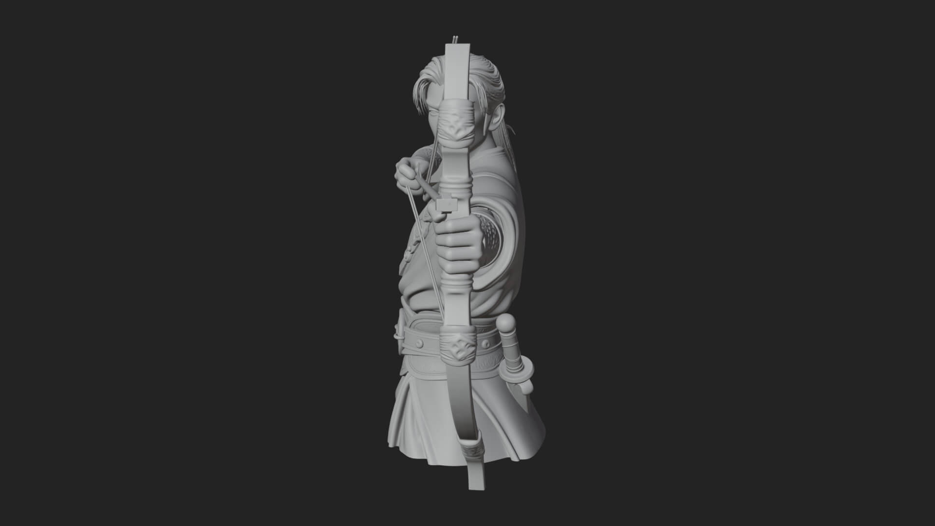 Robed Archer with Bow Statue Design 11 3D Print Model 3D Model