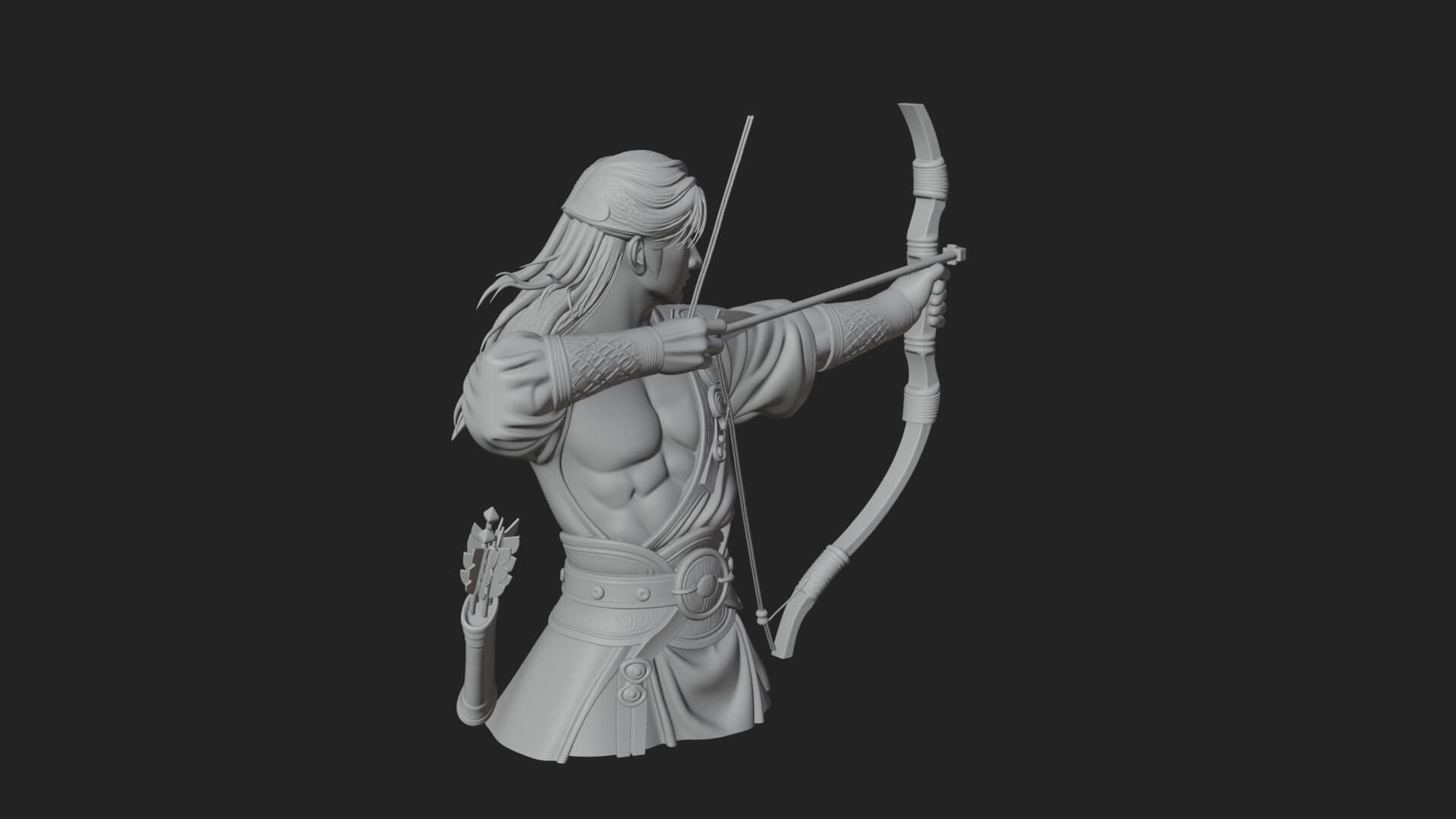 Robed Archer with Bow Statue Design 11 3D Print Model 3D Model