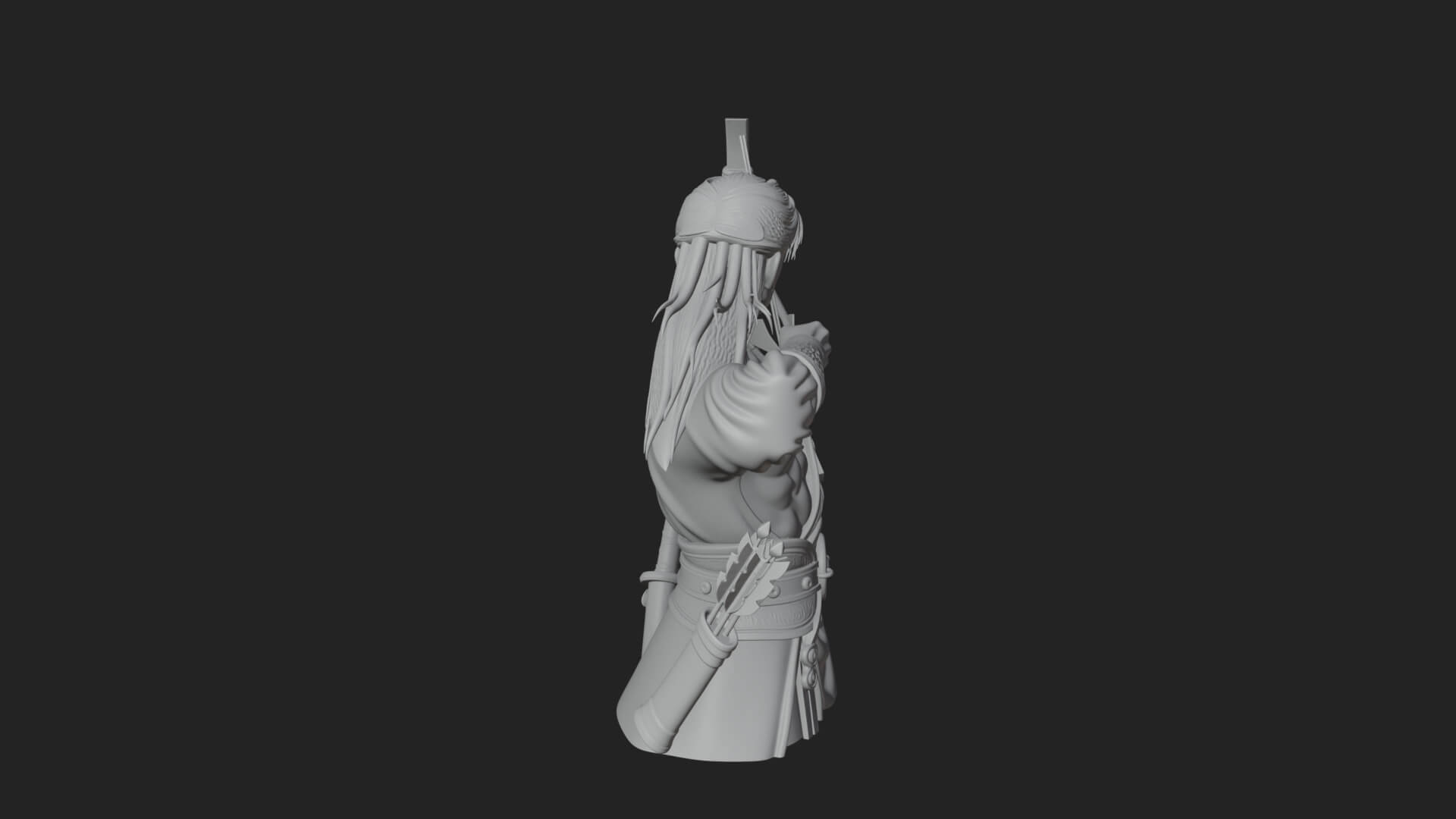 Robed Archer with Bow Statue Design 11 3D Print Model 3D Model