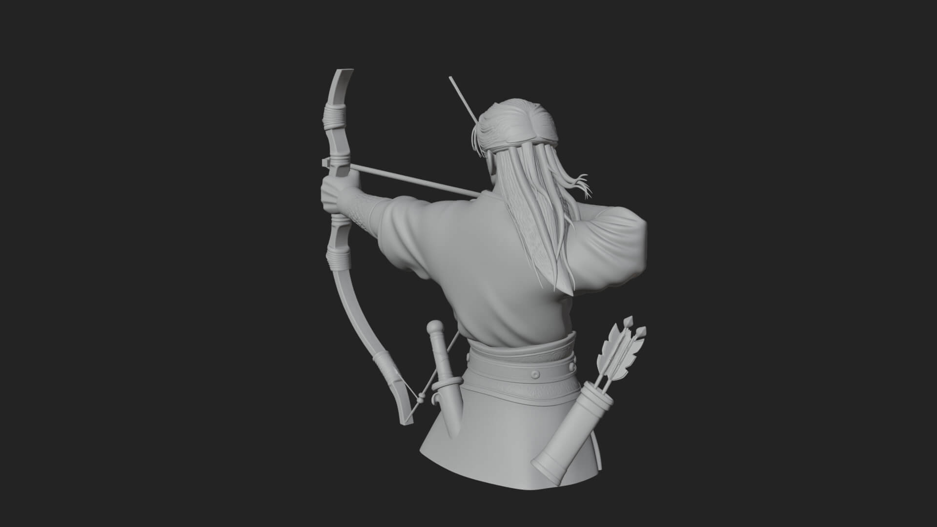 Robed Archer with Bow Statue Design 11 3D Print Model 3D Model