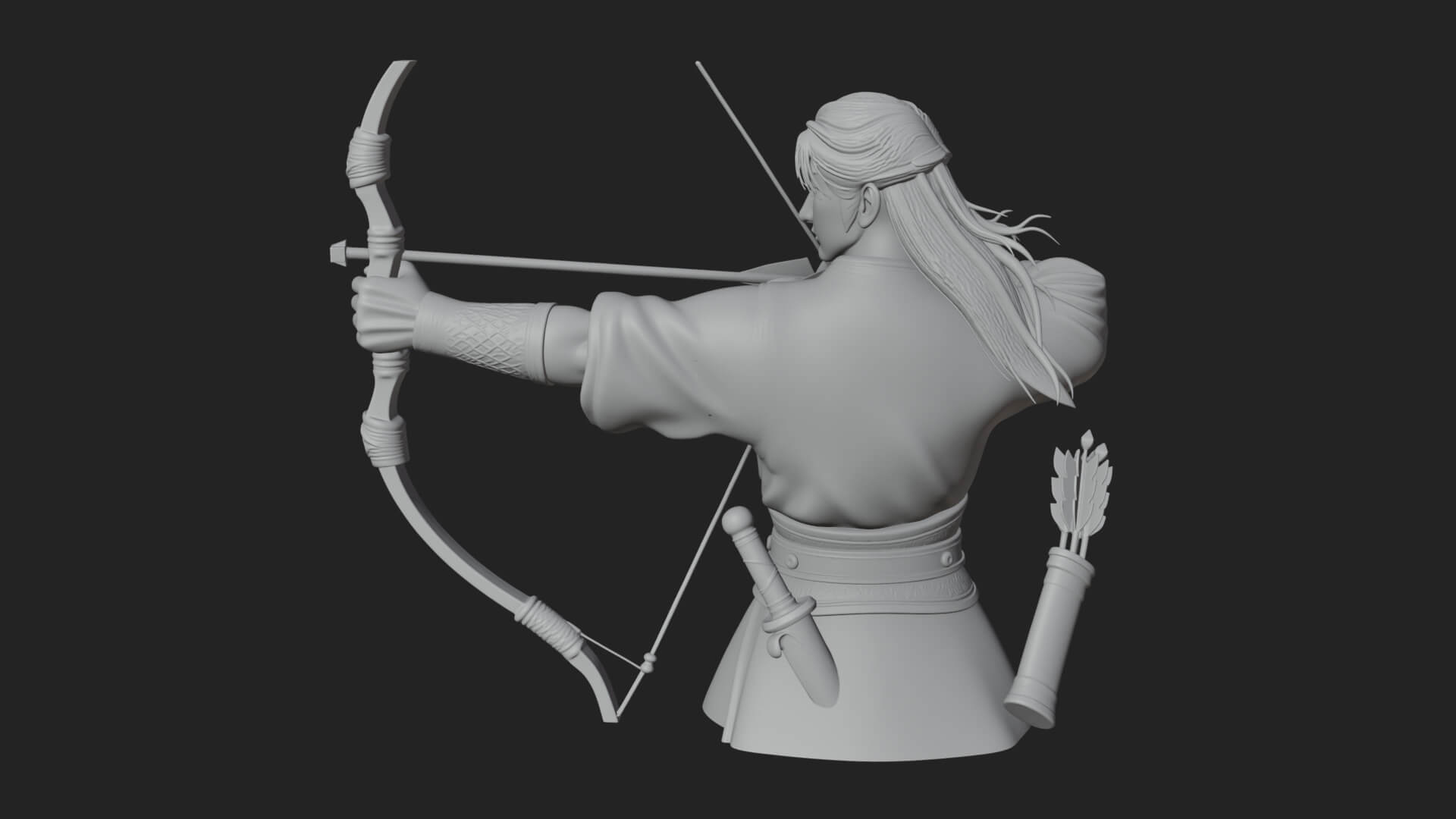 Robed Archer with Bow Statue Design 11 3D Print Model 3D Model