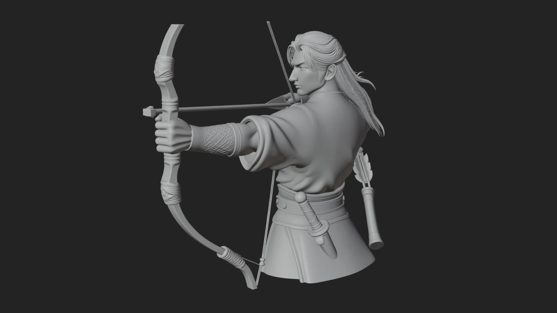 Robed Archer with Bow Statue Design 11 3D Print Model 3D Model