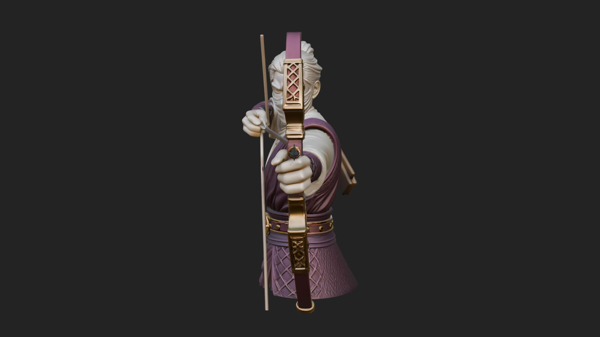 Robed Archer with Bow Statue Design 12 3D Print Model 3D Model