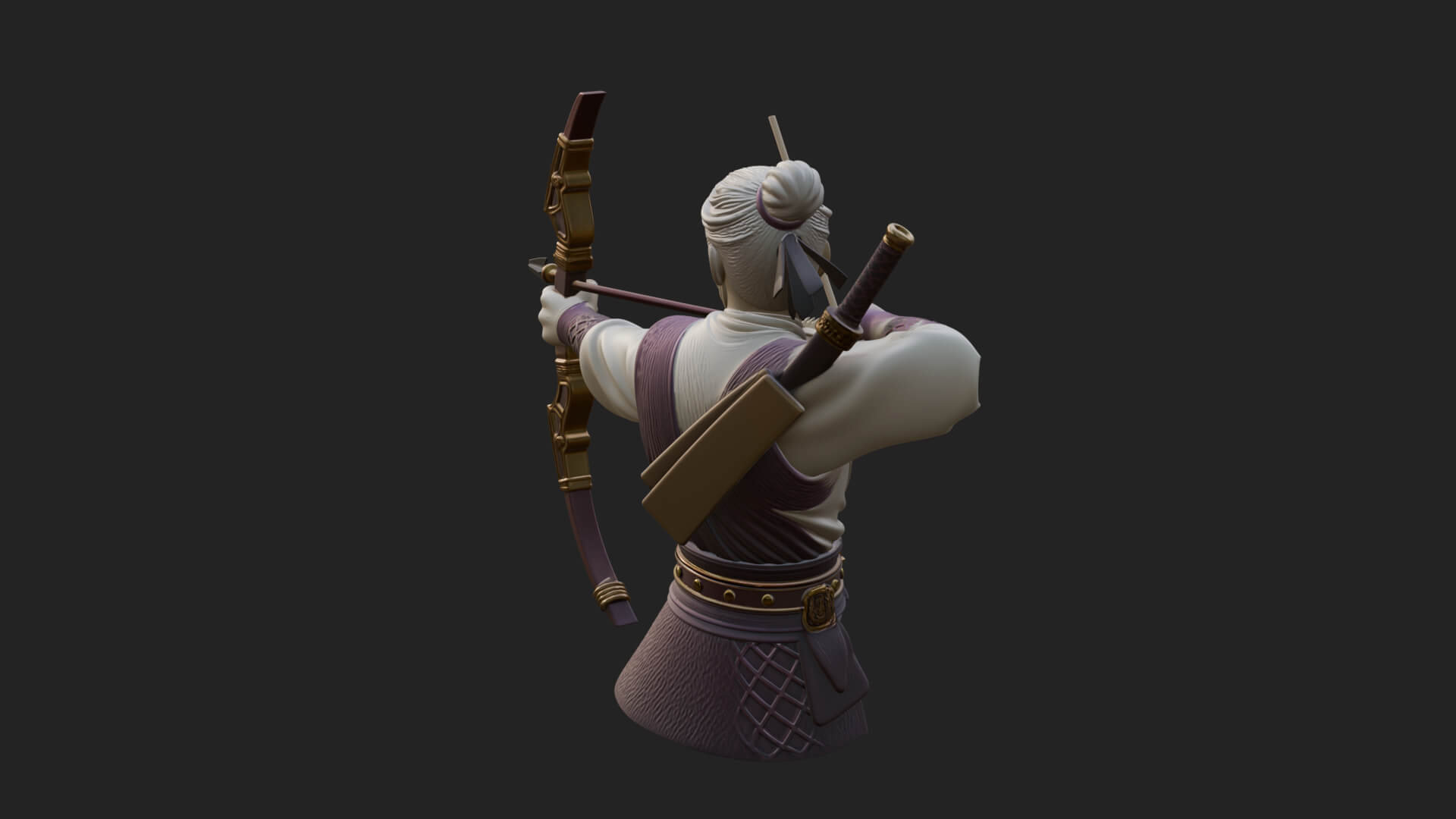 Robed Archer with Bow Statue Design 12 3D Print Model 3D Model
