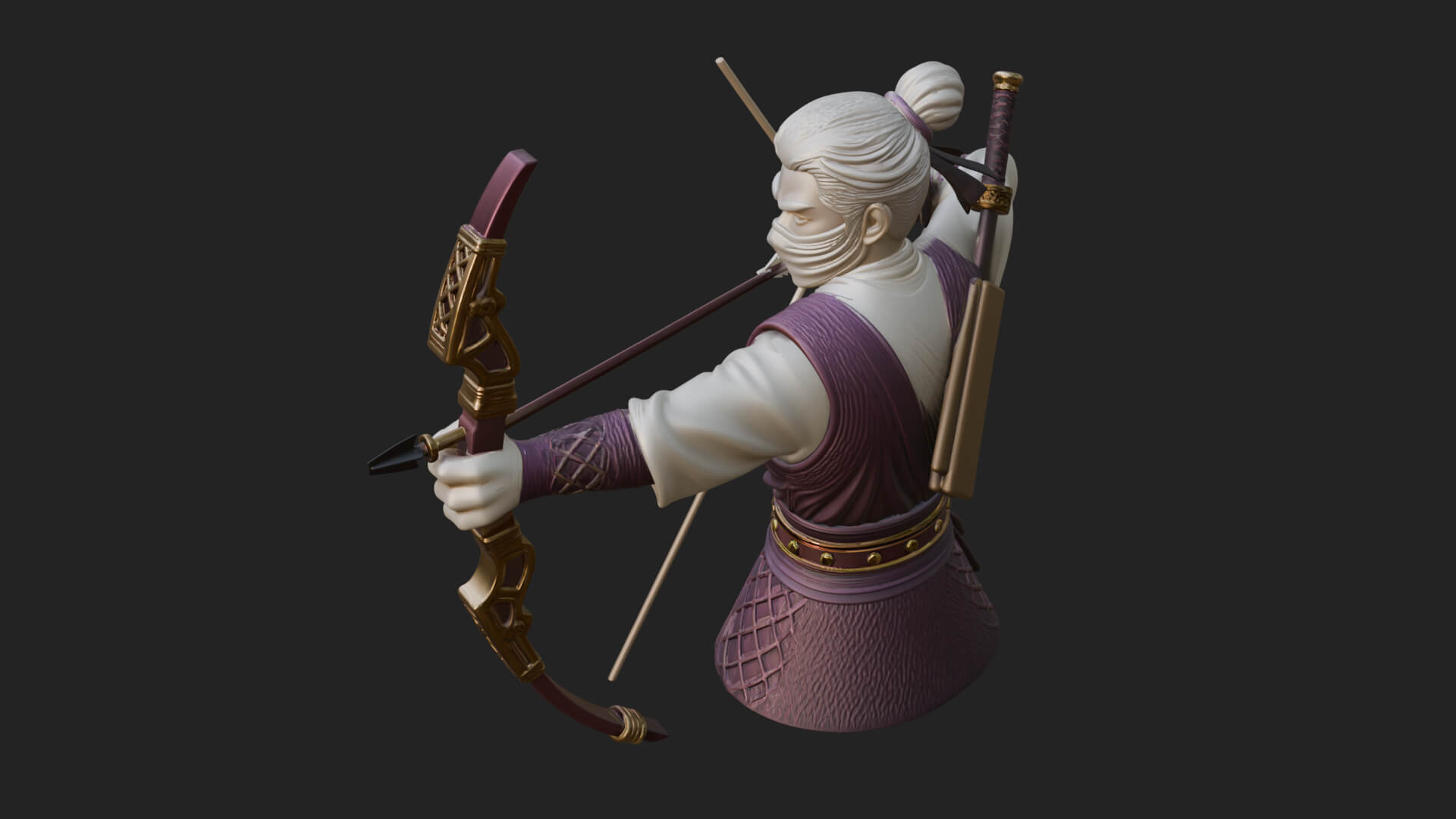 Robed Archer with Bow Statue Design 12 3D Print Model 3D Model